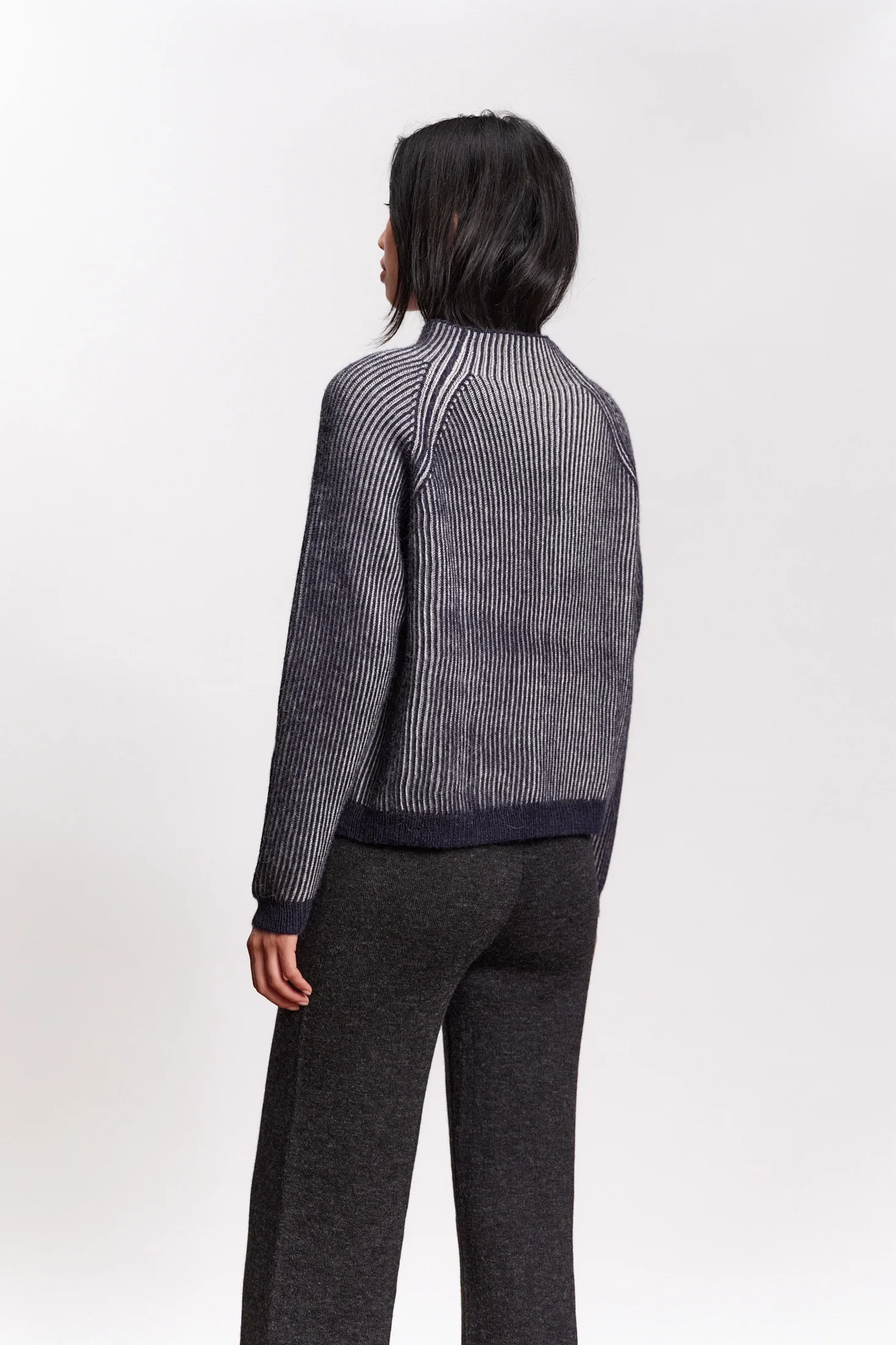 Jungle Folk Baby Alpaca Brooke Sweater navy ecru product photography