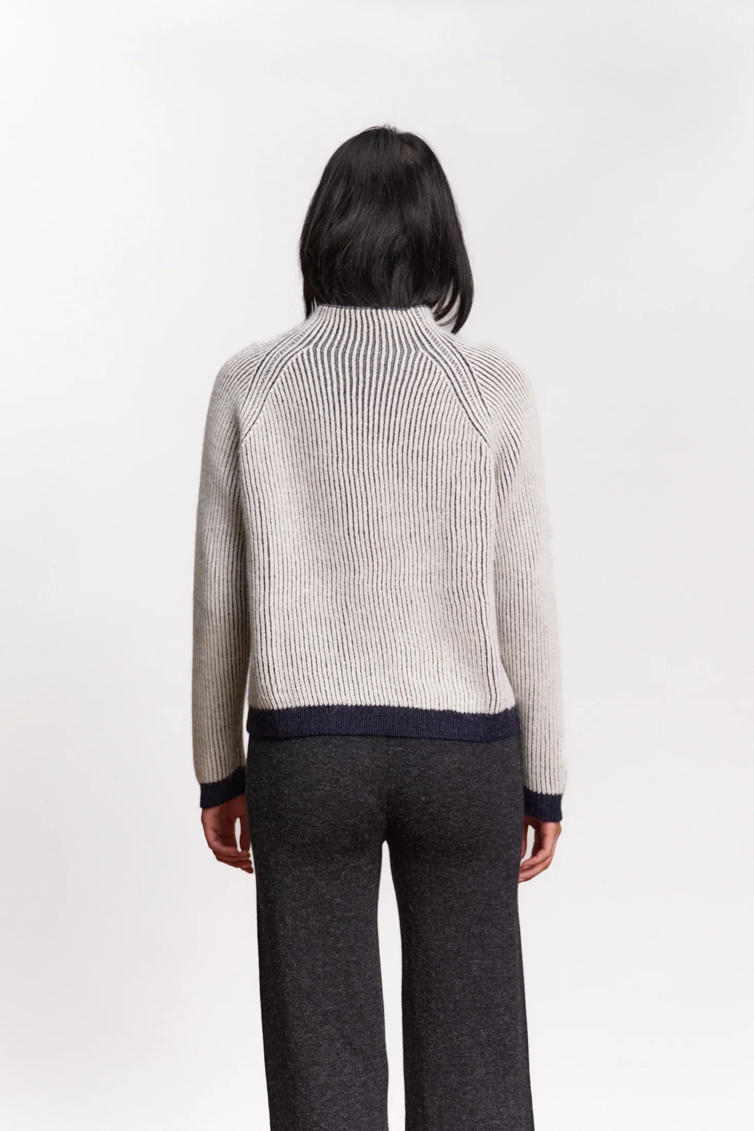 Jungle Folk Baby Alpaca Brooke Sweater navy ecru product photography