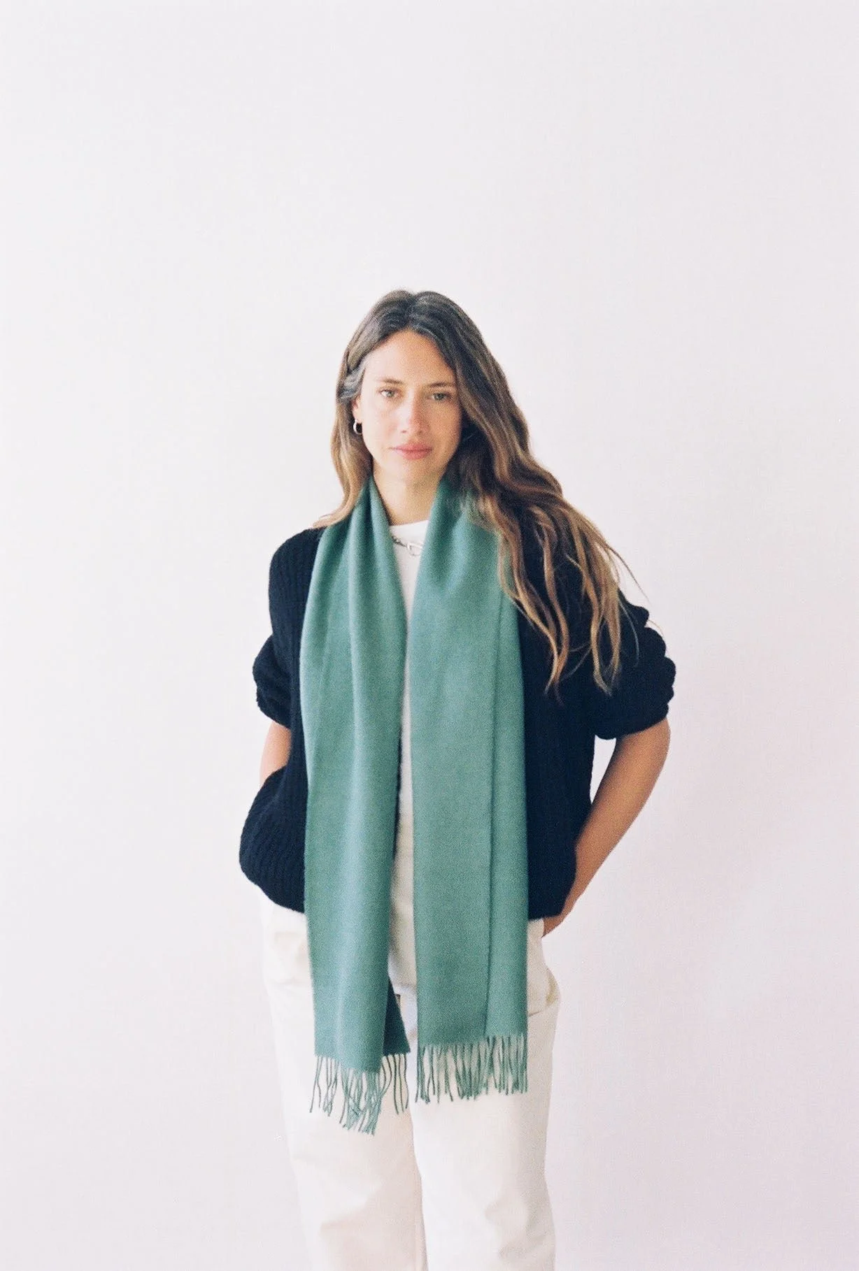 Baby Alpaca callao Scarf stone green Jungle Folk product photography