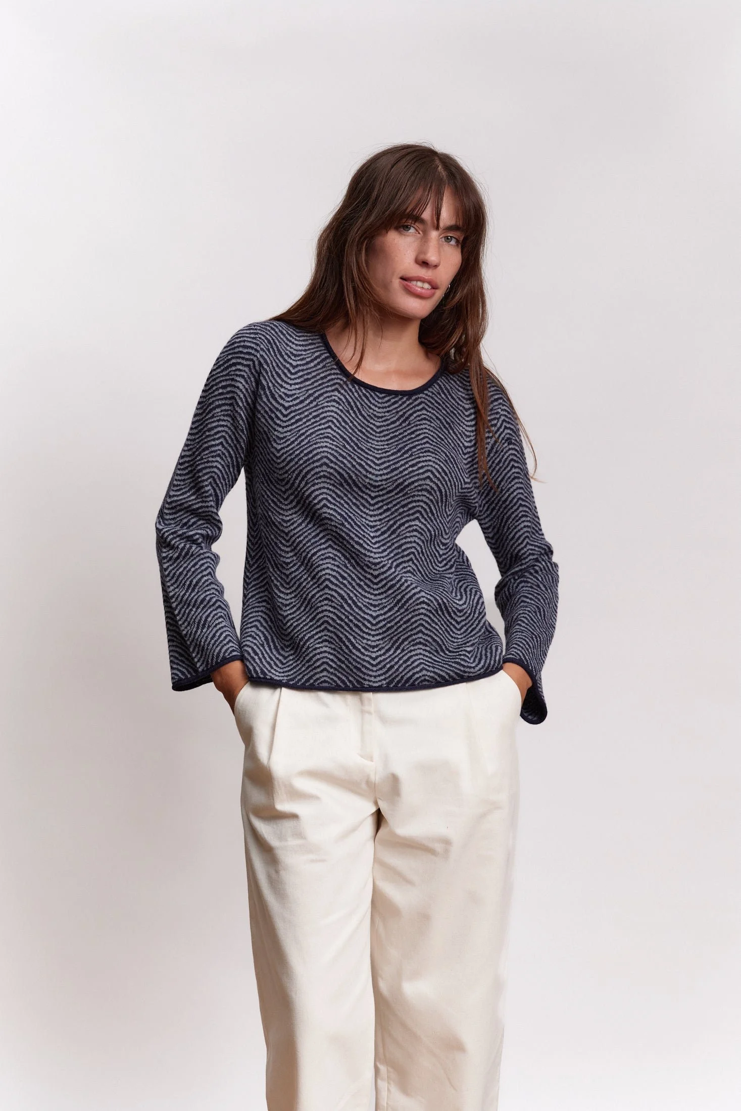 Jungle Folk Baby Alpaca laia Sweater navy cloudy blue product photography