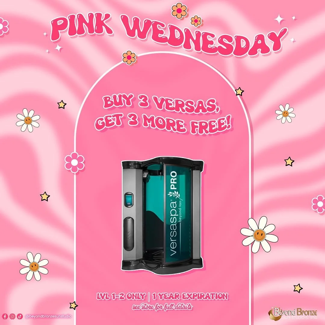 Sunless girlies&hellip; your moment has arrived 😮&zwj;💨🫶
For Pink Wednesday we&rsquo;re going FULL EXTRA:

☀️ Buy 3 spray tans, get 3 FREE
☀️ Every sunless product? BOGO FREE (yes, everything)

We&rsquo;re only 2 days out, and this deal lasts ONE 