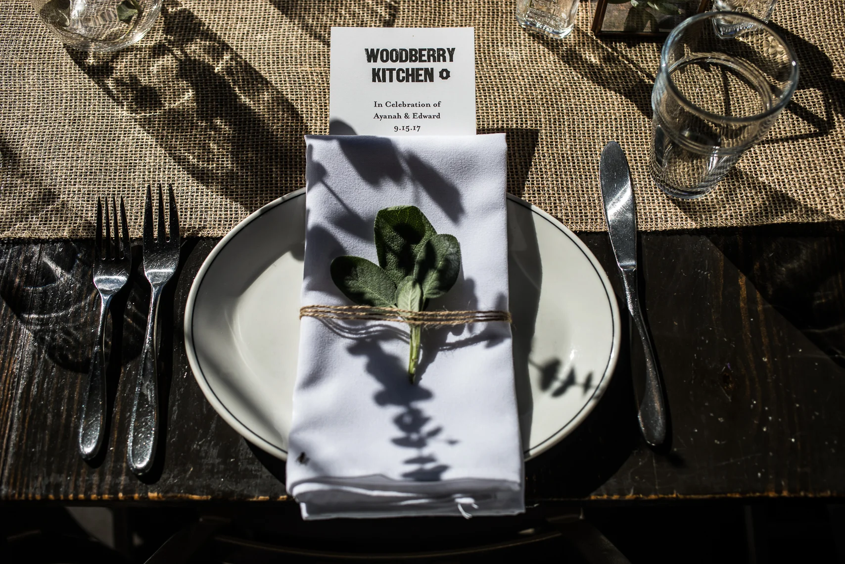 Wedding table setting at Woodberry Kitchen Baltimore