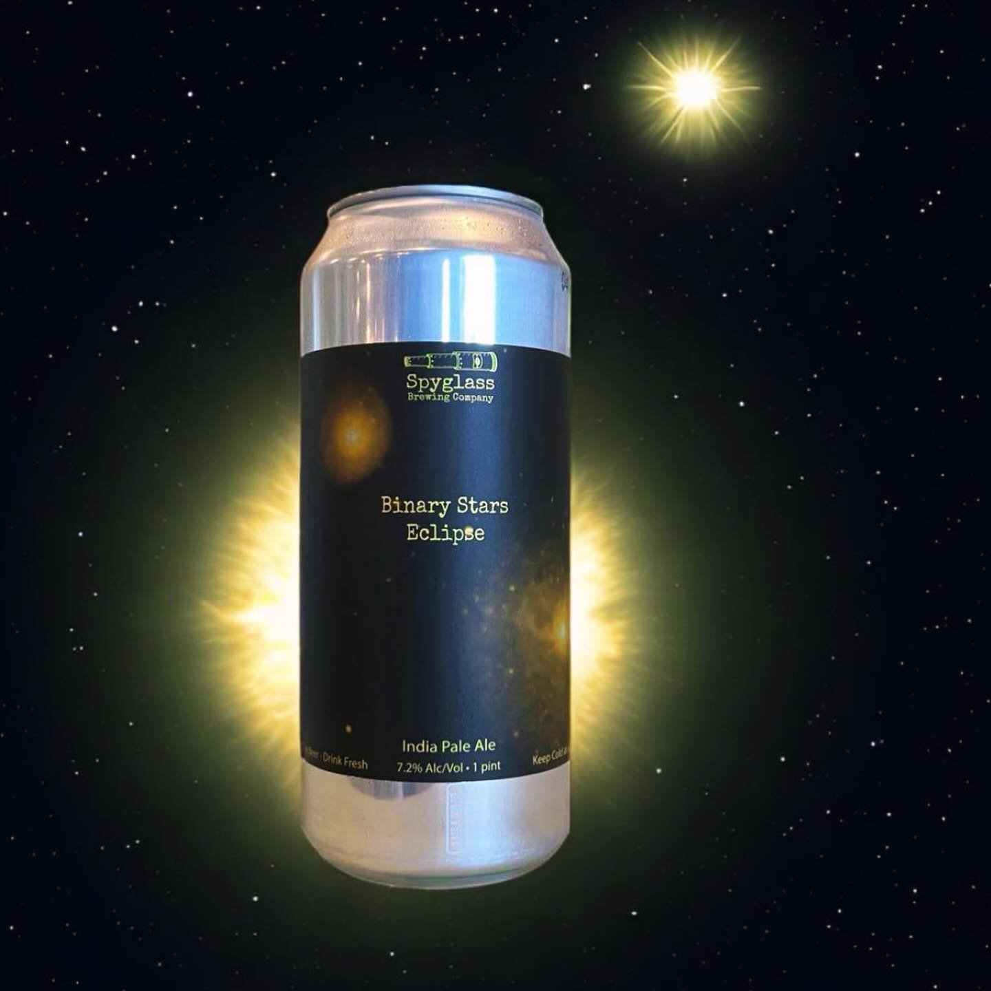 ✨Binary Stars Eclipse🌒

7.2% ABV New England IPA
Eclipse hops are given their time to shine and bring along a tropical melange with undertones of pink lemonade, nectarine, and woodsy pine. This beer has a bitter bite that lingers just long enough an