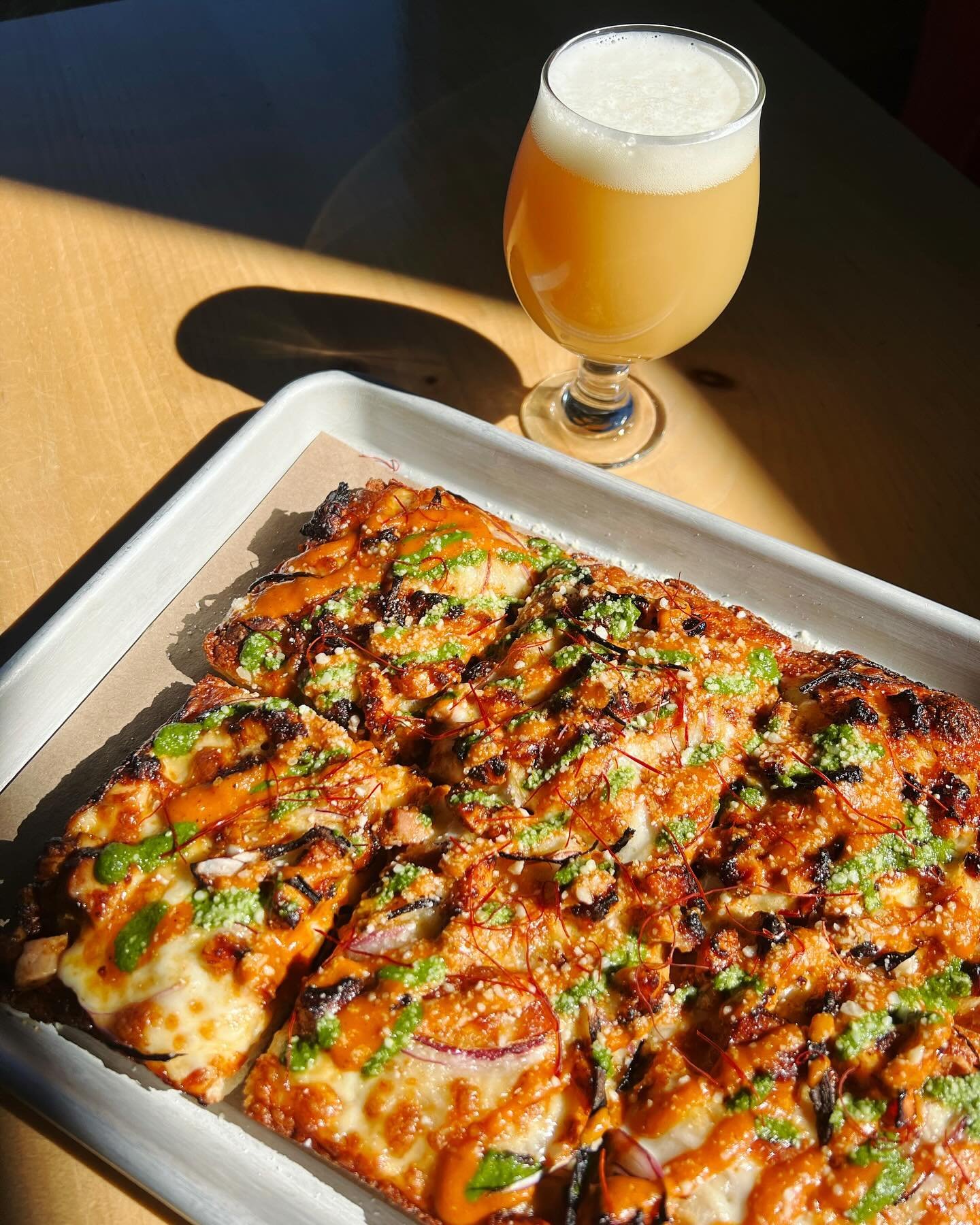Spyglass Pizza Party!

🍕Chef Special Pizza - Smoked Chicken Tikka Masala: Smoked chicken, red onion, tikka masala sauce, mint chutney

Pair your Pizza Pie with our fresh batch of Altered State Machine!
8.4% ABV Double NE IPA - A pumped up version of
