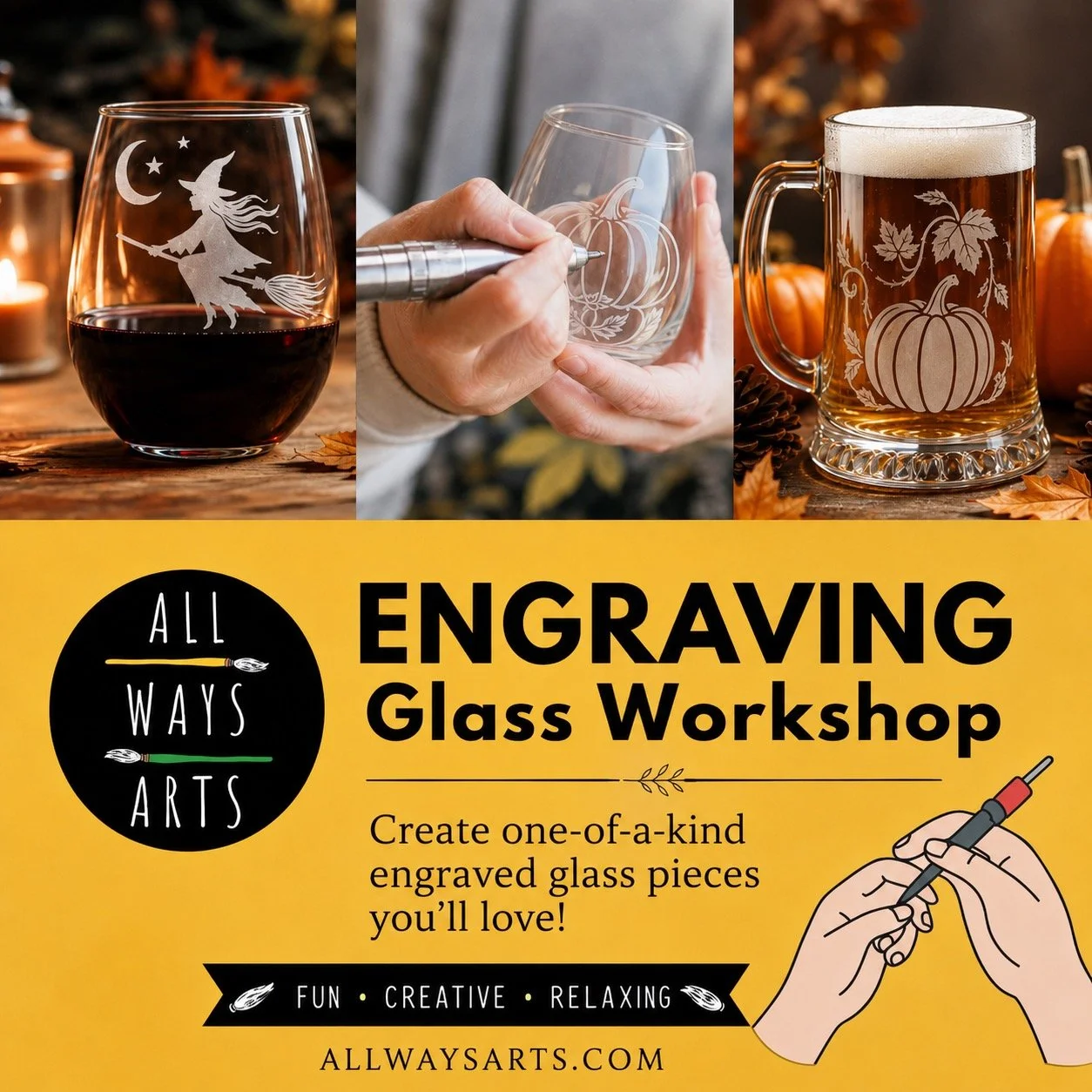 Glass Engraving Workshop with All Ways Arts