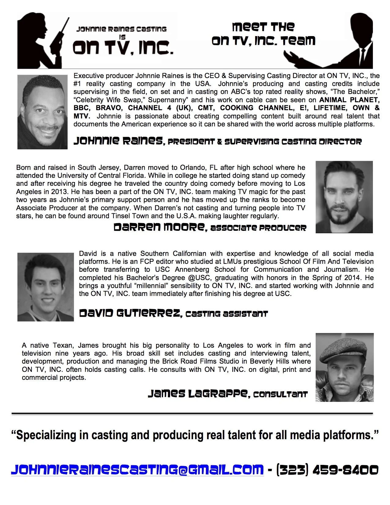 Meet Johnnie Raines and the ON TV, INC. Team