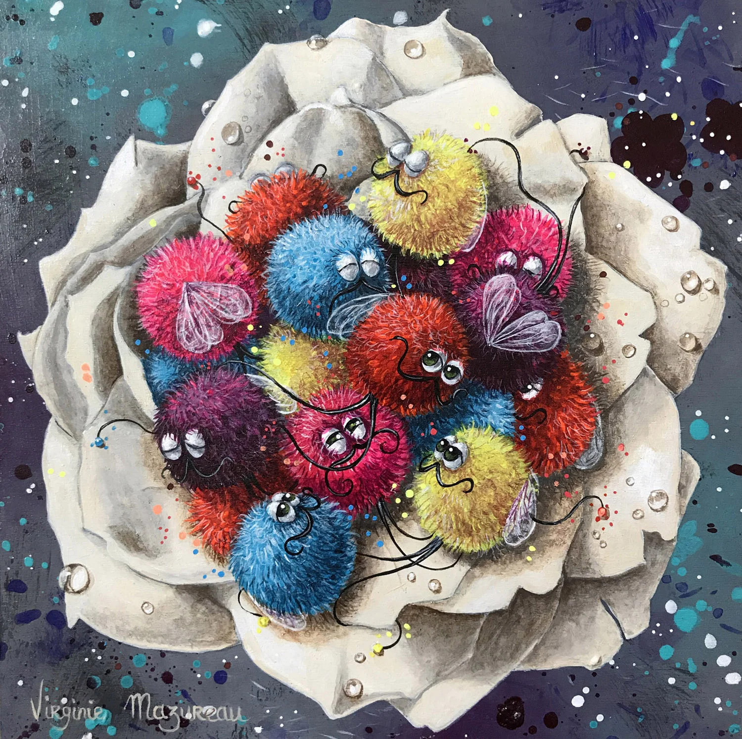 The Sleepy nest, Acrylic on wood 6x6 .JPG