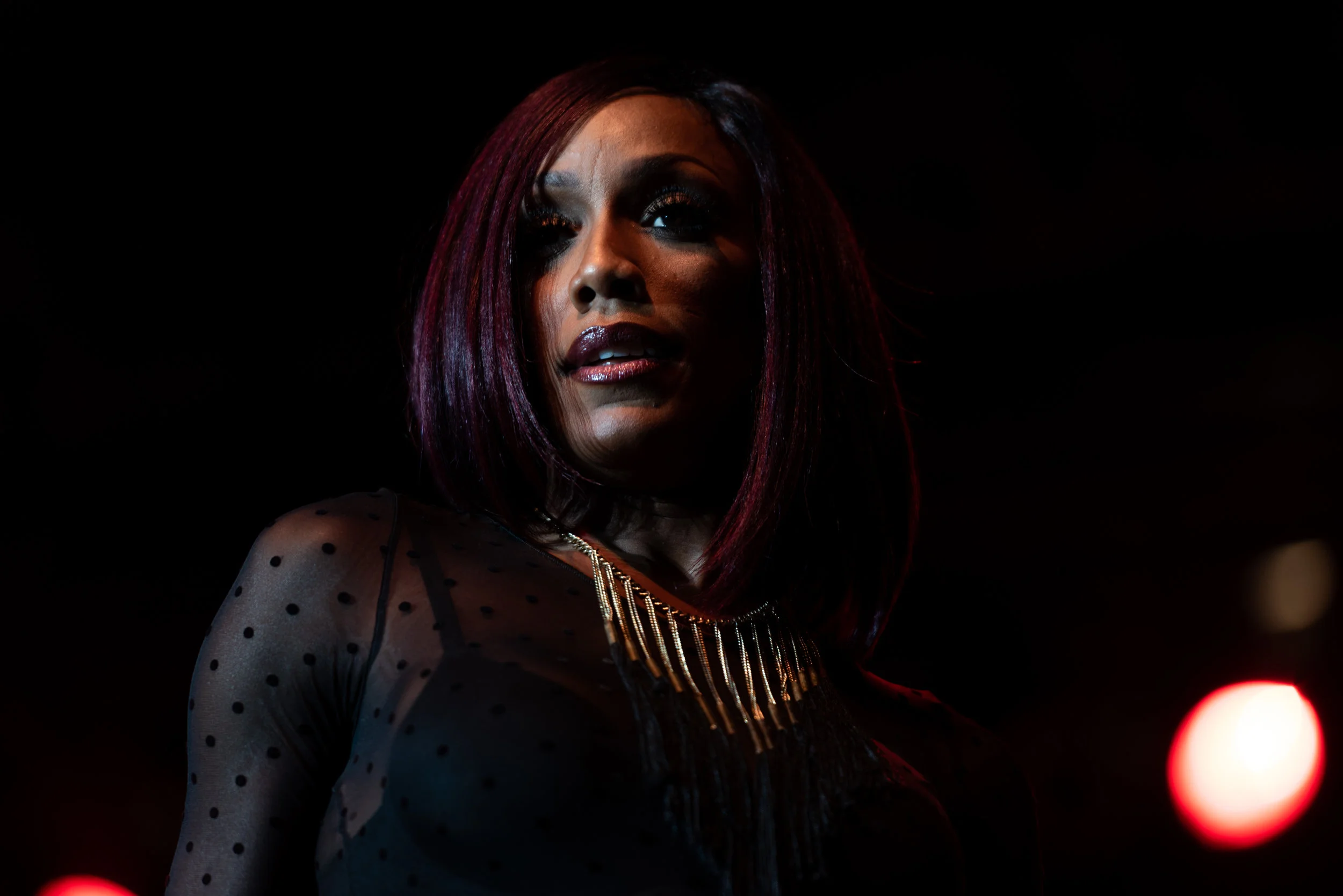 Rhona Bennett, a vocalist for En Vogue, performs for the Ohio State Fair Concert Series.