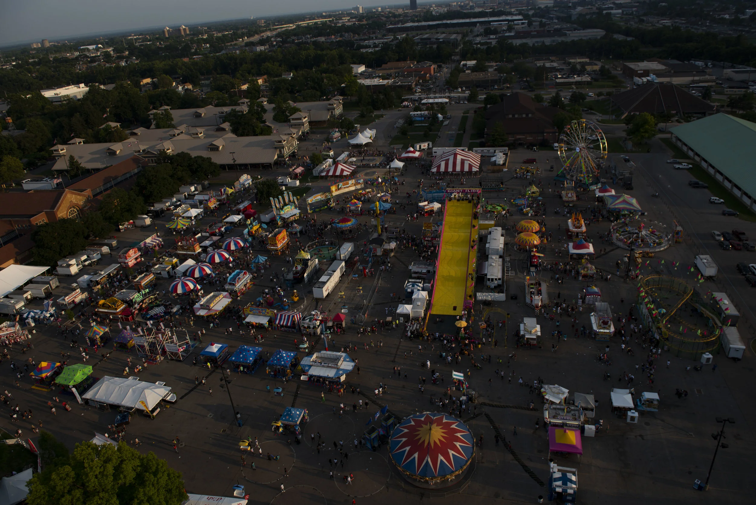  View of Ohio State Fair from a helicopter. 