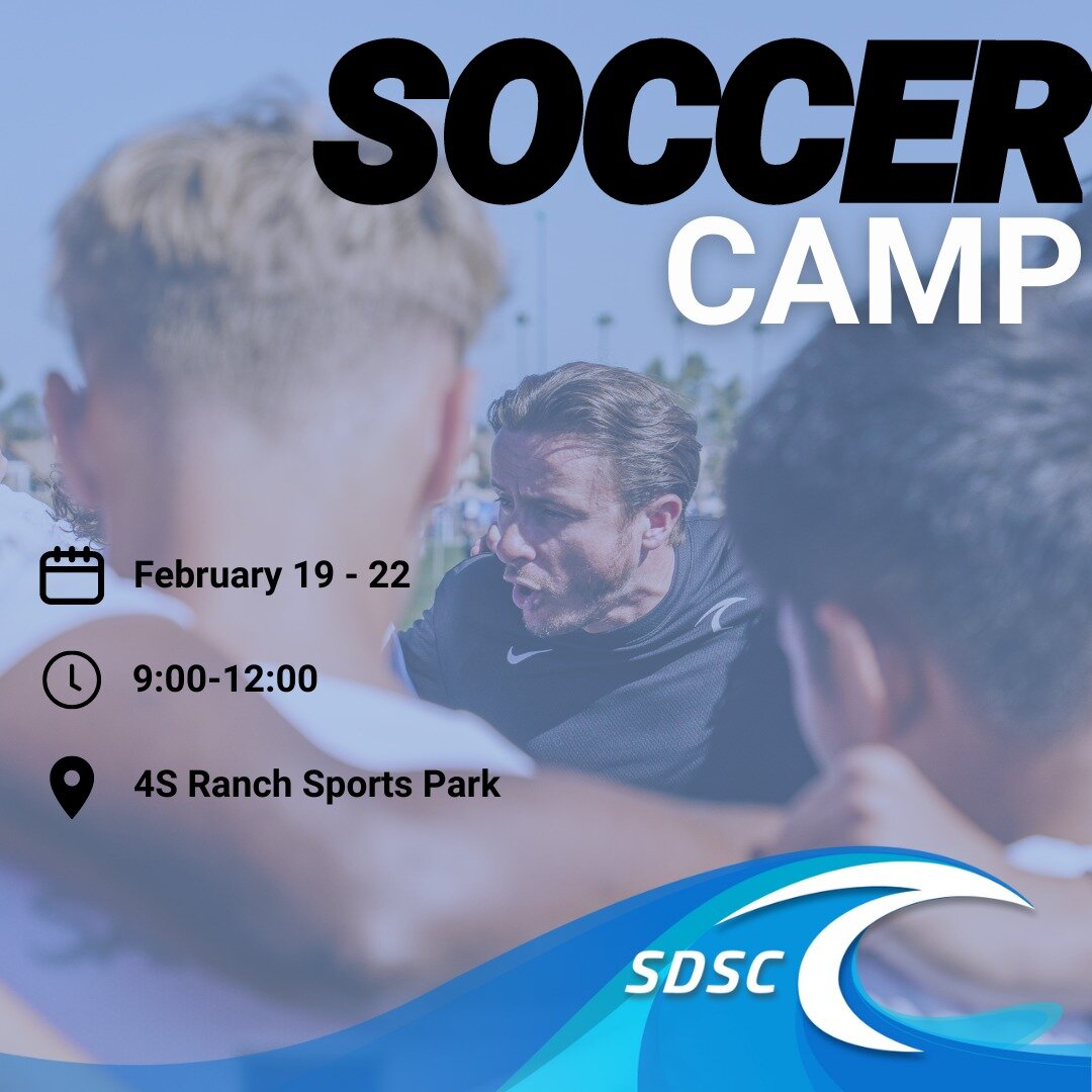 Join our Ski Week Soccer Camp from February 19 - 22, 9:00AM-12:00PM at 4S Ranch Sports Park.

Click the link in bio to register today and take your game to the next level! ⚽
.
.
.
#sandiegosoccerclub #SDSCSurf #SoccerClub #SoccerFamily #YouthSoccer #