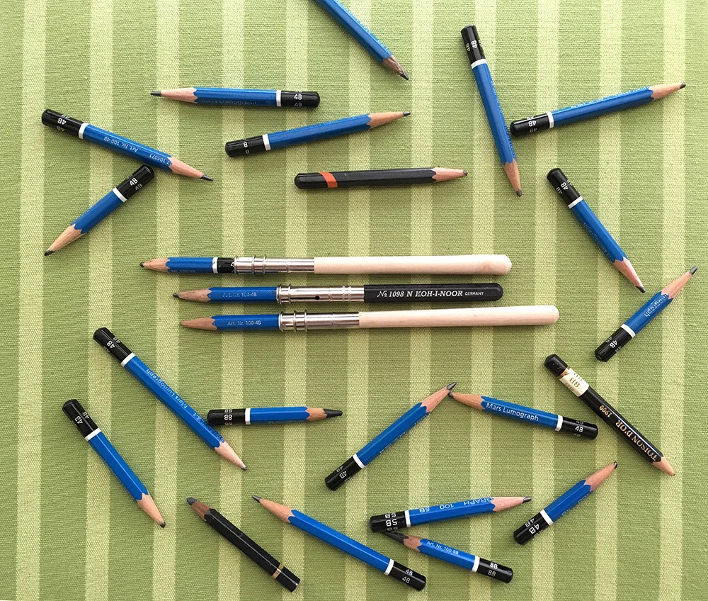 Pencil extenders! The best! 4B pencils are my faves, but the lead is about as durable as warm butter, so it's nice to get a little extra use out of them.