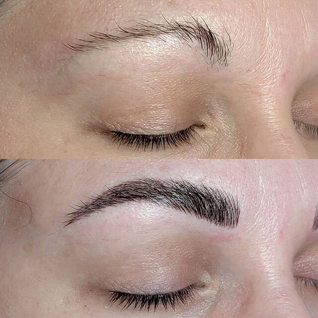 From naked brow to after second session.  I really like the transformation. Swipe left to see after original session, (the in between phase). I love to have people understand that creating a better brow is a process.  This cute client told me she nev