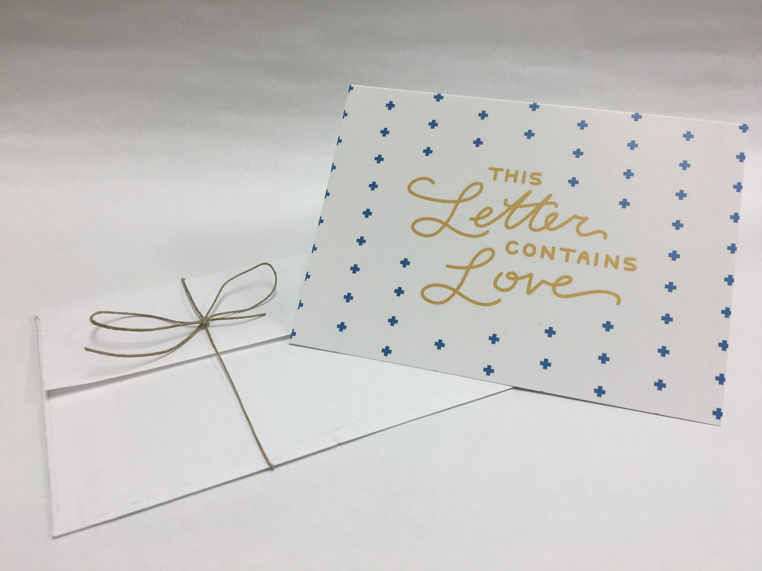 4x5 This Letter Contains Love Notecard (Blue and Gold)