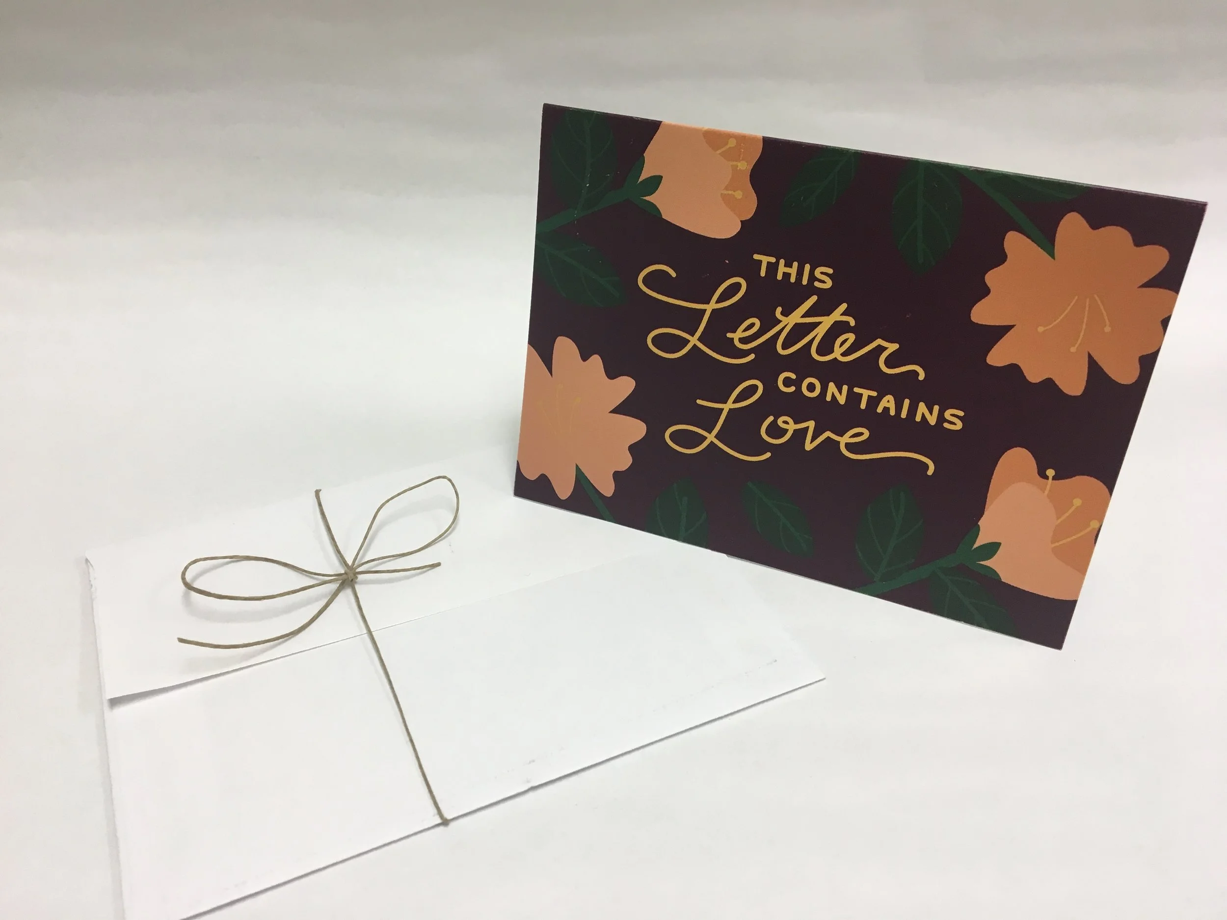 4x5 This Letter Contains Love Notecard (Maroon and Flowers)