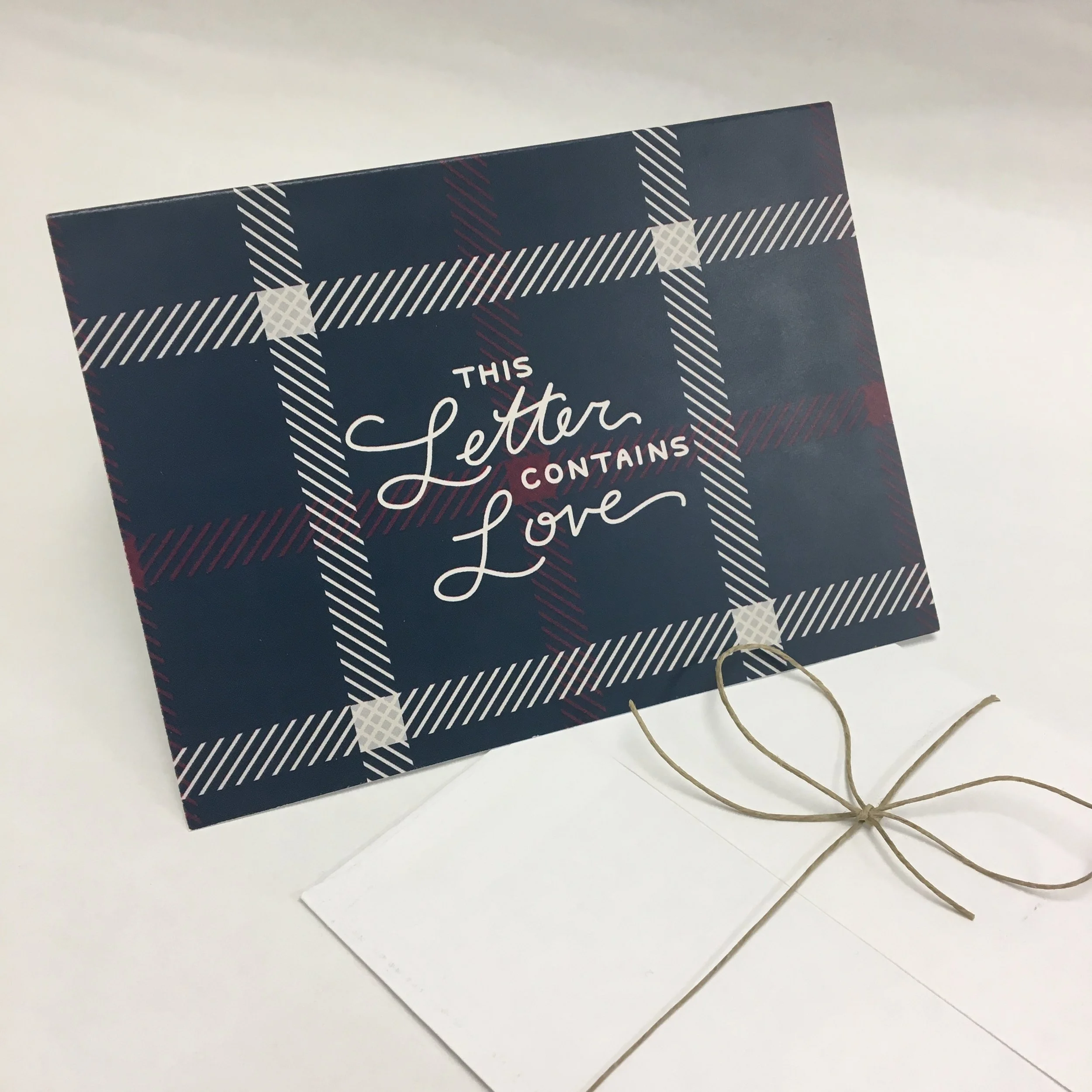 4x5 This Letter Contains Love Notecard (Navy Plaid)