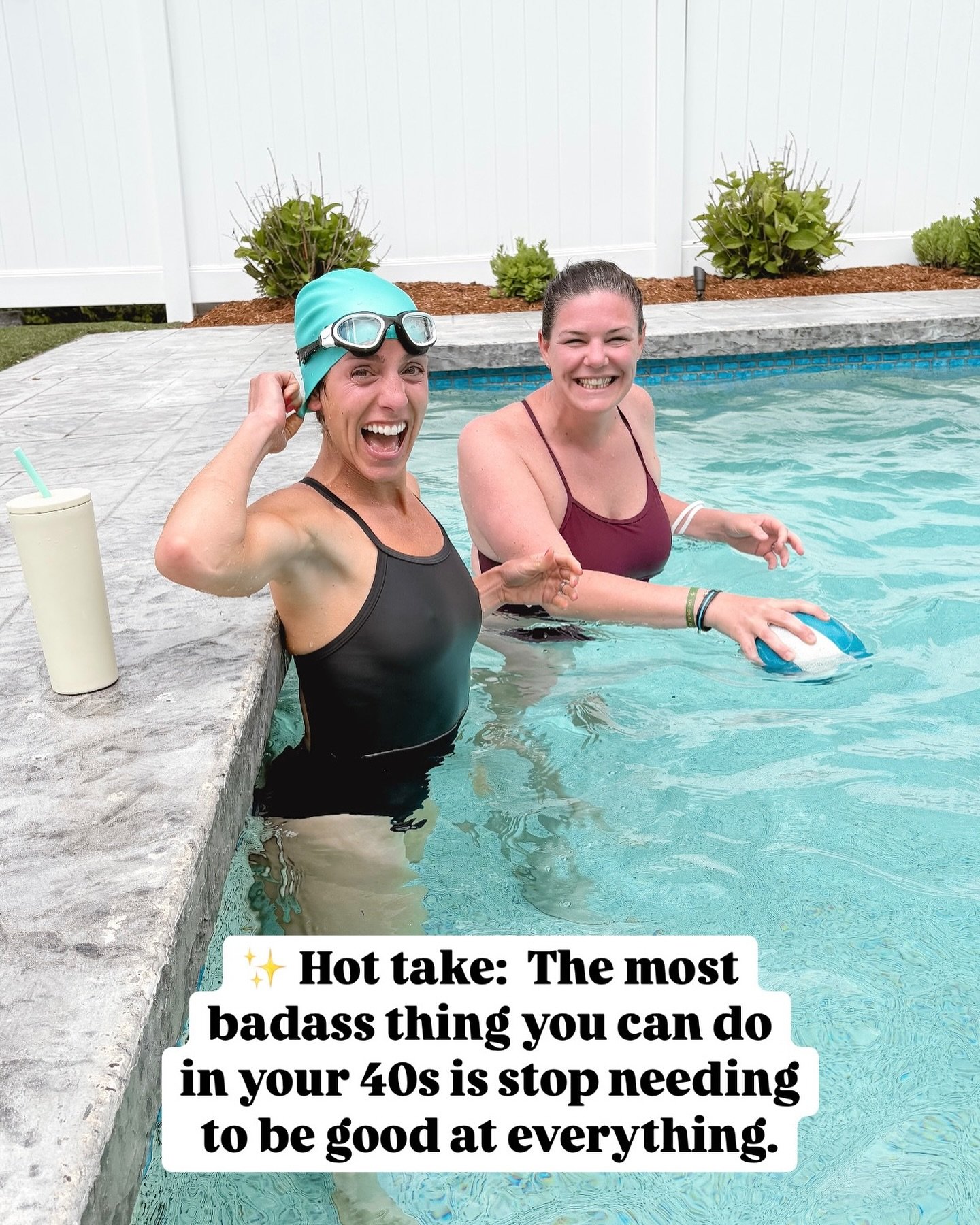 Sunday PSA: It&rsquo;s never too late to try something new.

At 44, I&rsquo;m learning how to freestyle swim with my friend and coach @joannewhall!

It&rsquo;s humbling, awkward, and super cute 😂 There have been a lot of &ldquo;wait... I have to do 
