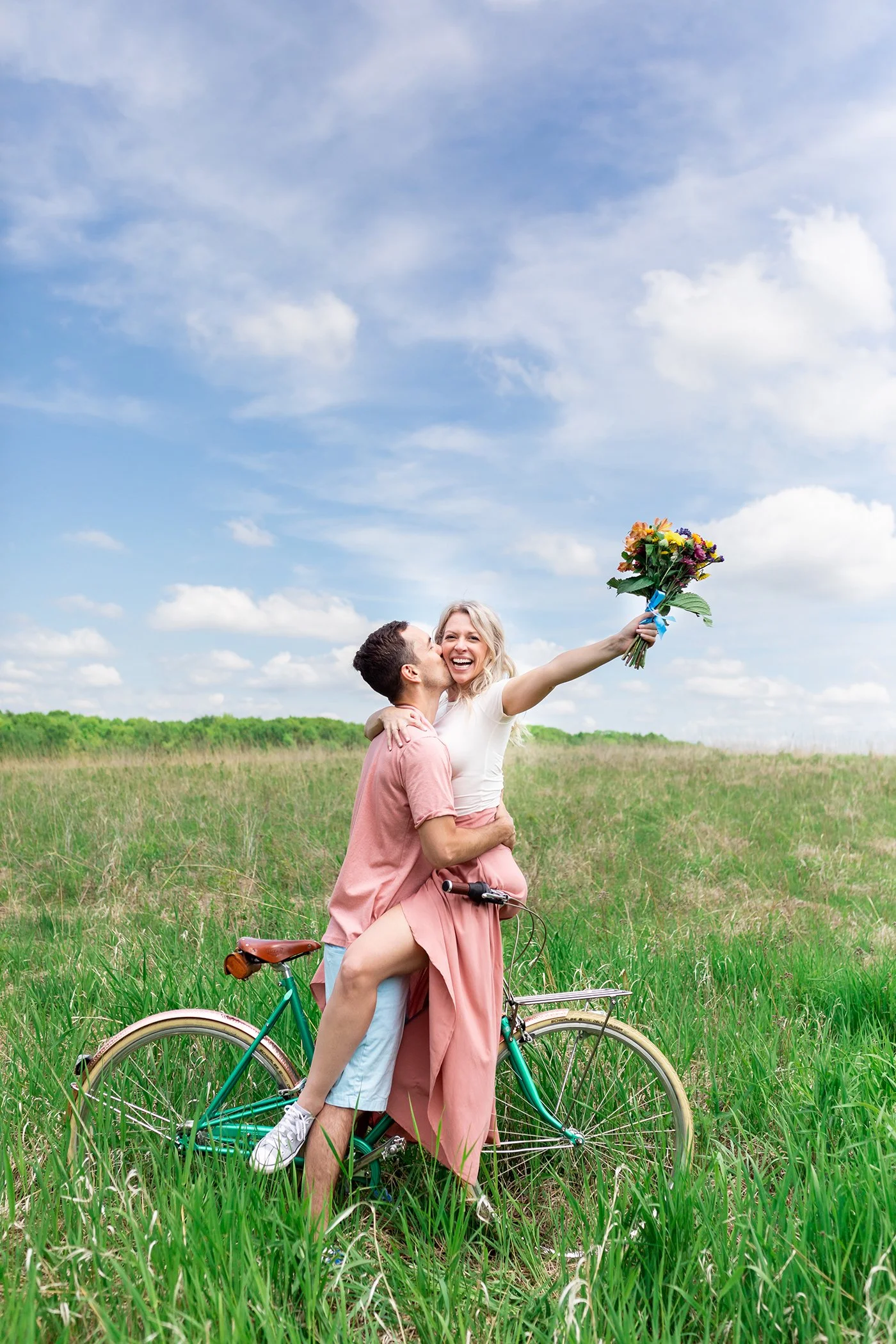 Retro Bike-Themed Engagement Session, Minneapolis, Minnesota