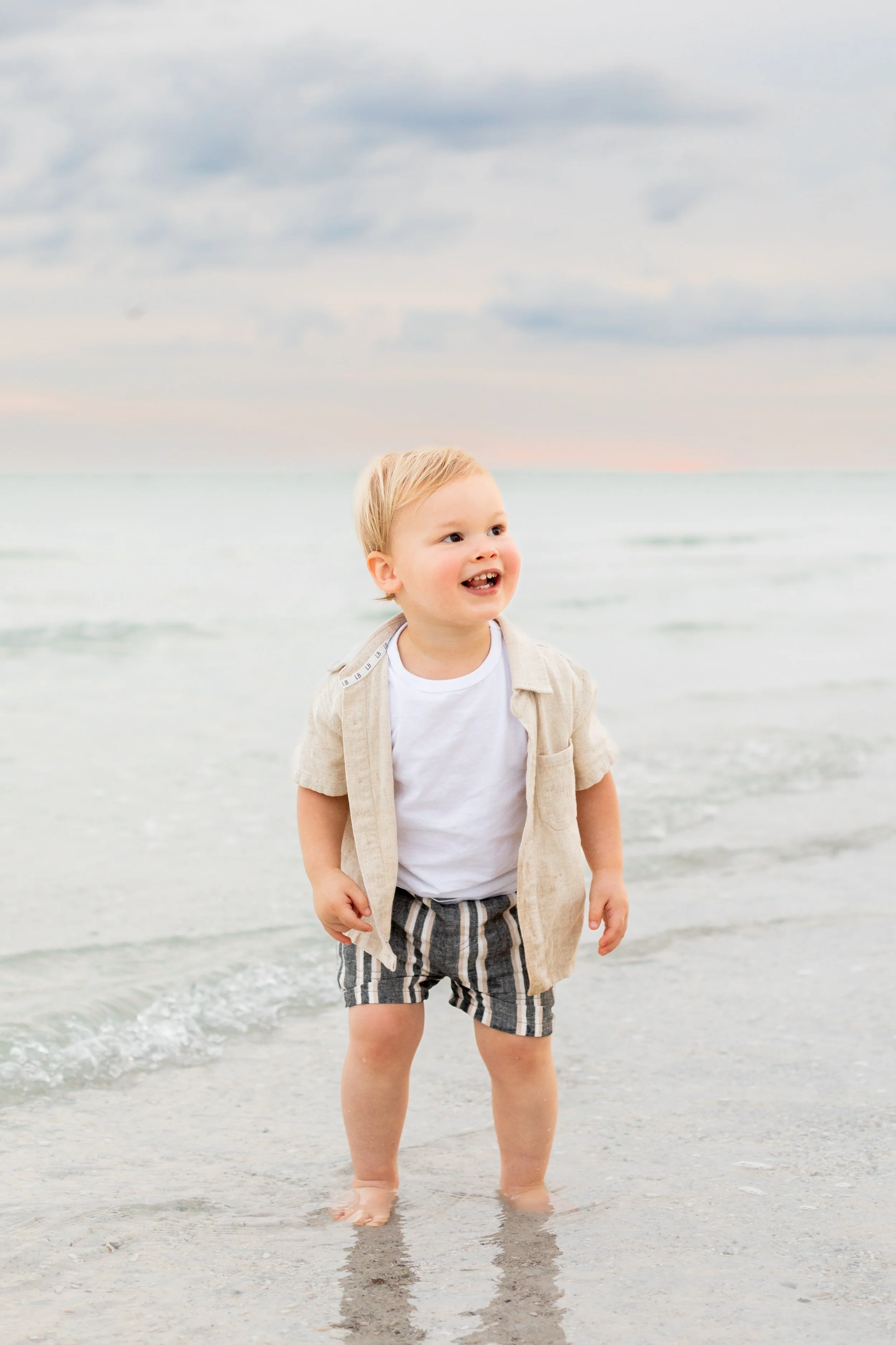 Mixed Family Cloudy Sunset Mini Session at Coquina Beach on Anna Maria Island, Florida