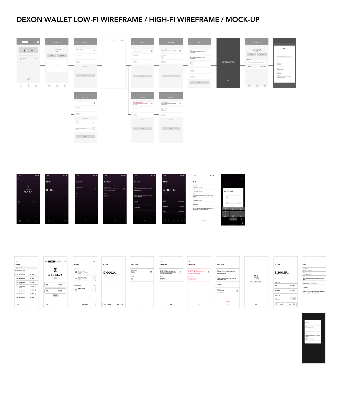 I used “ send your cryptocurrency ” as an example here to address the evolvement of product wireframes.