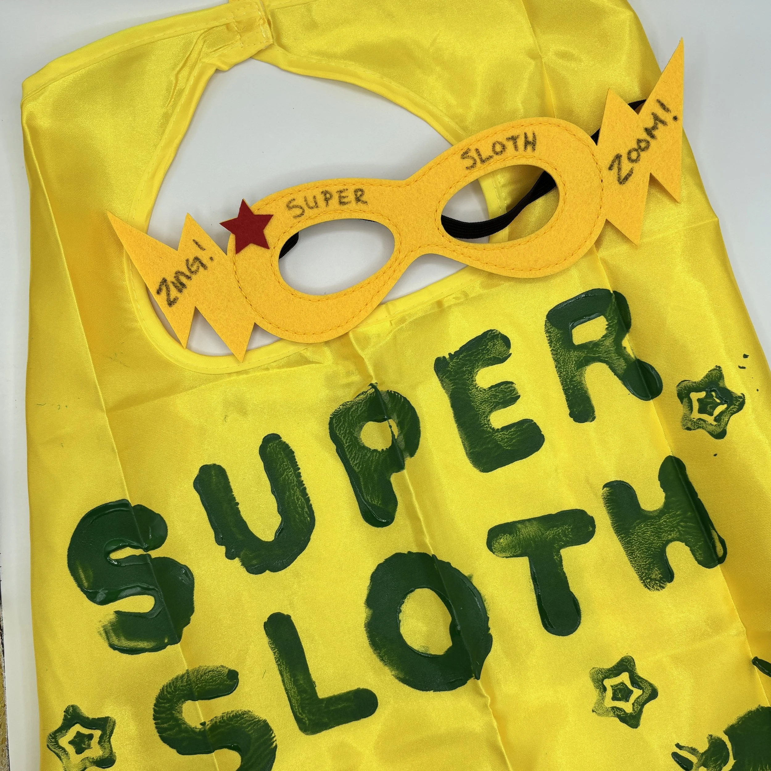 A cartoon drawing of a robot and a sloth, surrounded by a decorative leaf border, with a banner below reading "ROBOT vs SLOTH".