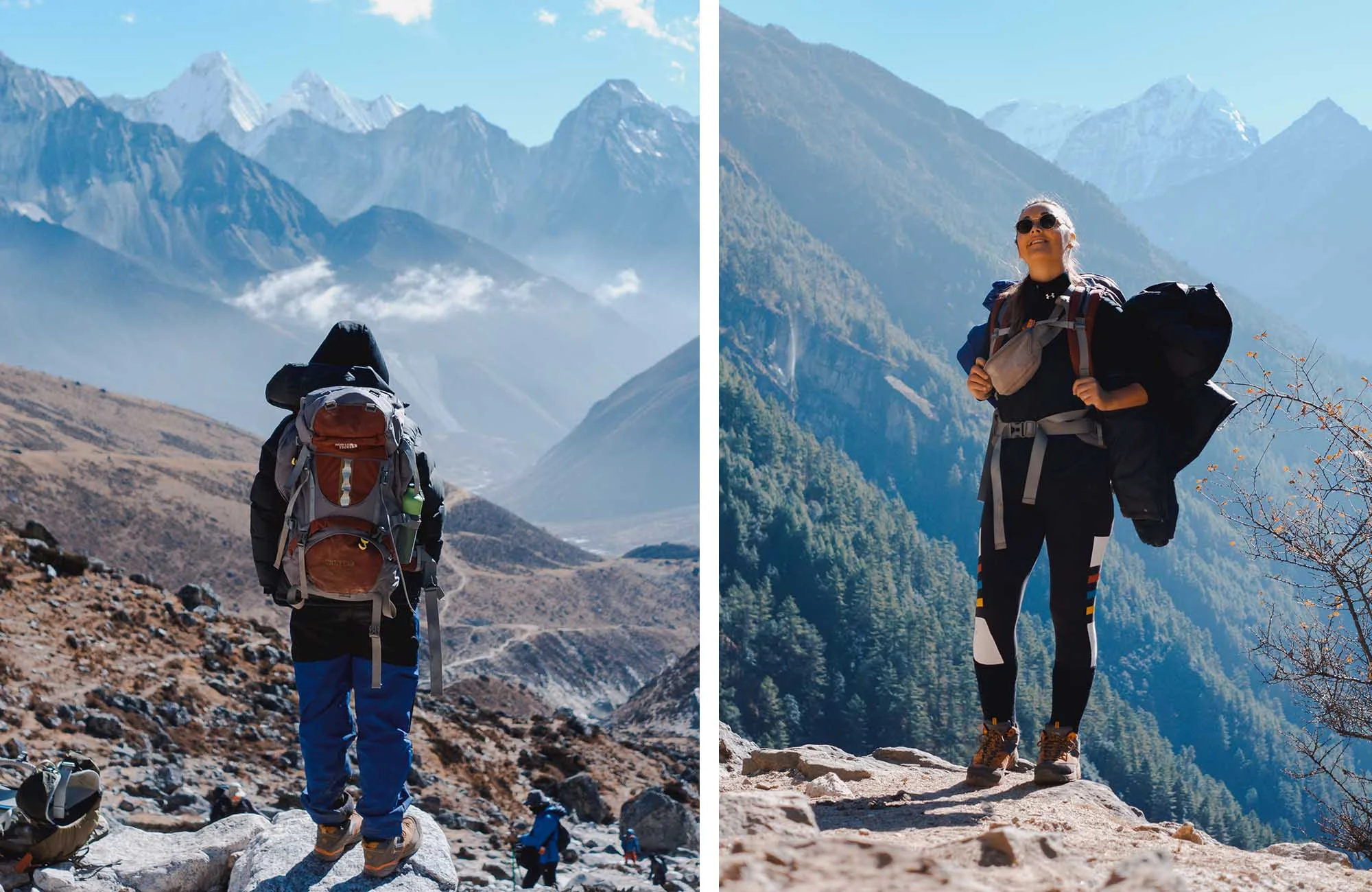 These backpacks fit all our clothes, gear, sleeping bags and accessories for the trek.