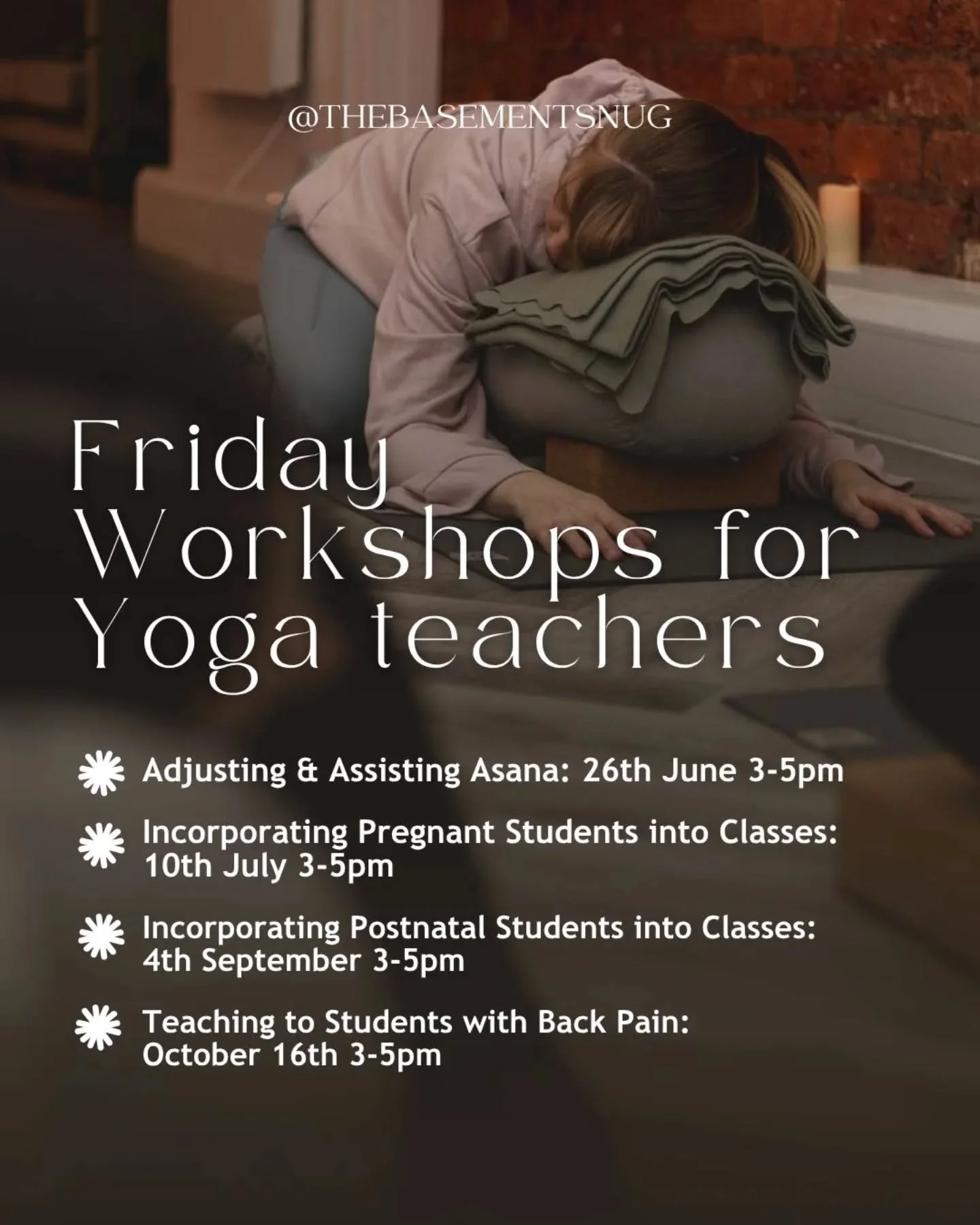 We know as a yoga teacher it can be challenging to find the time and resources to continue your own education.

Every month we offer a 2-hour workshop for existing yoga teachers to up skill in a variety of areas, and meet other local teachers.

We ke