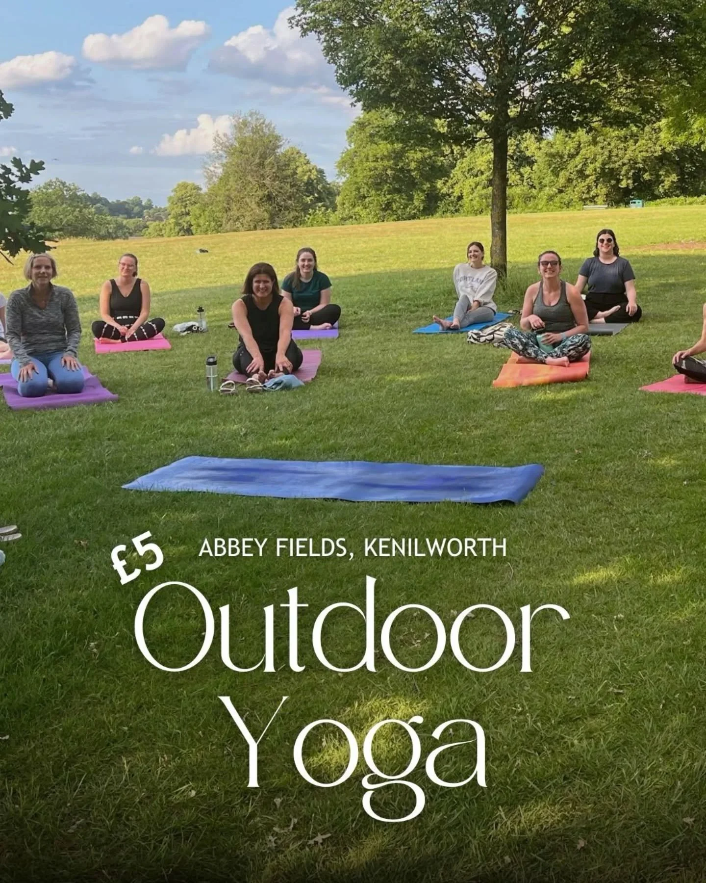 Outdoor yoga is back in Abbey Fields 🌿 

Twice a week, we&rsquo;ll be practising in our lovely local park - with sessions on Wednesdays at 6:30pm and Sundays at 9am, running through June, July and August.

We&rsquo;ve kept pricing as accessible as p