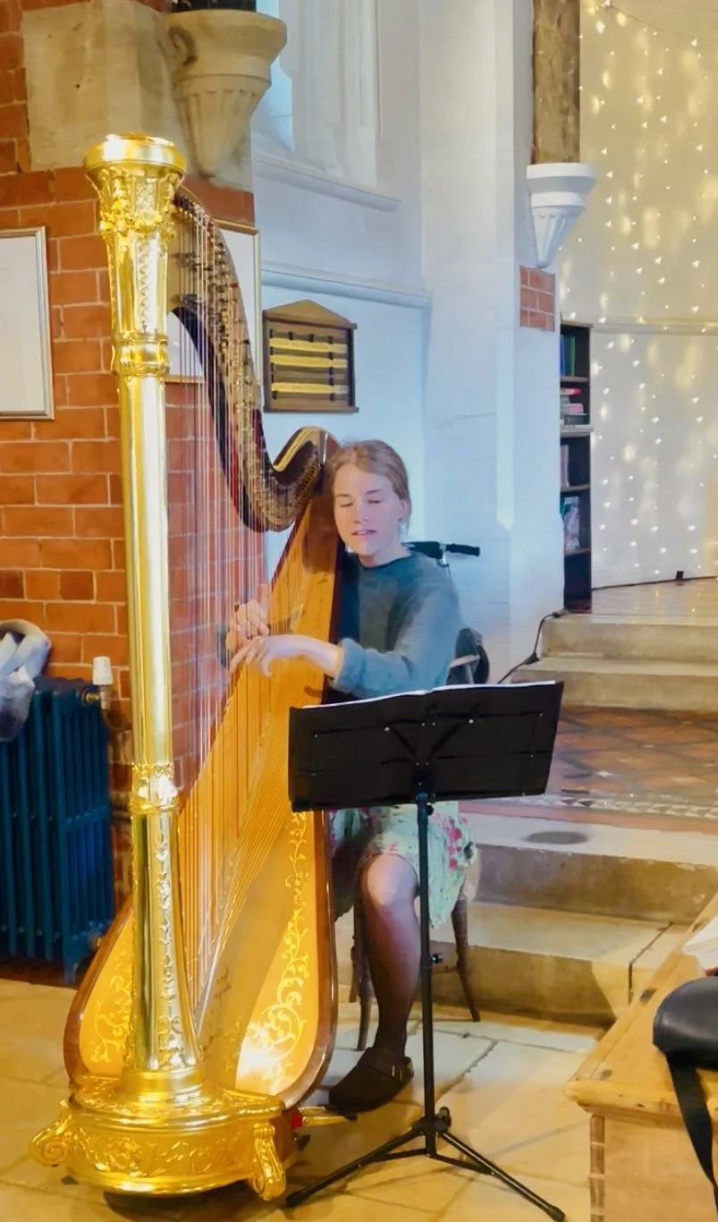 Harpist playing beautiful heart opening music
