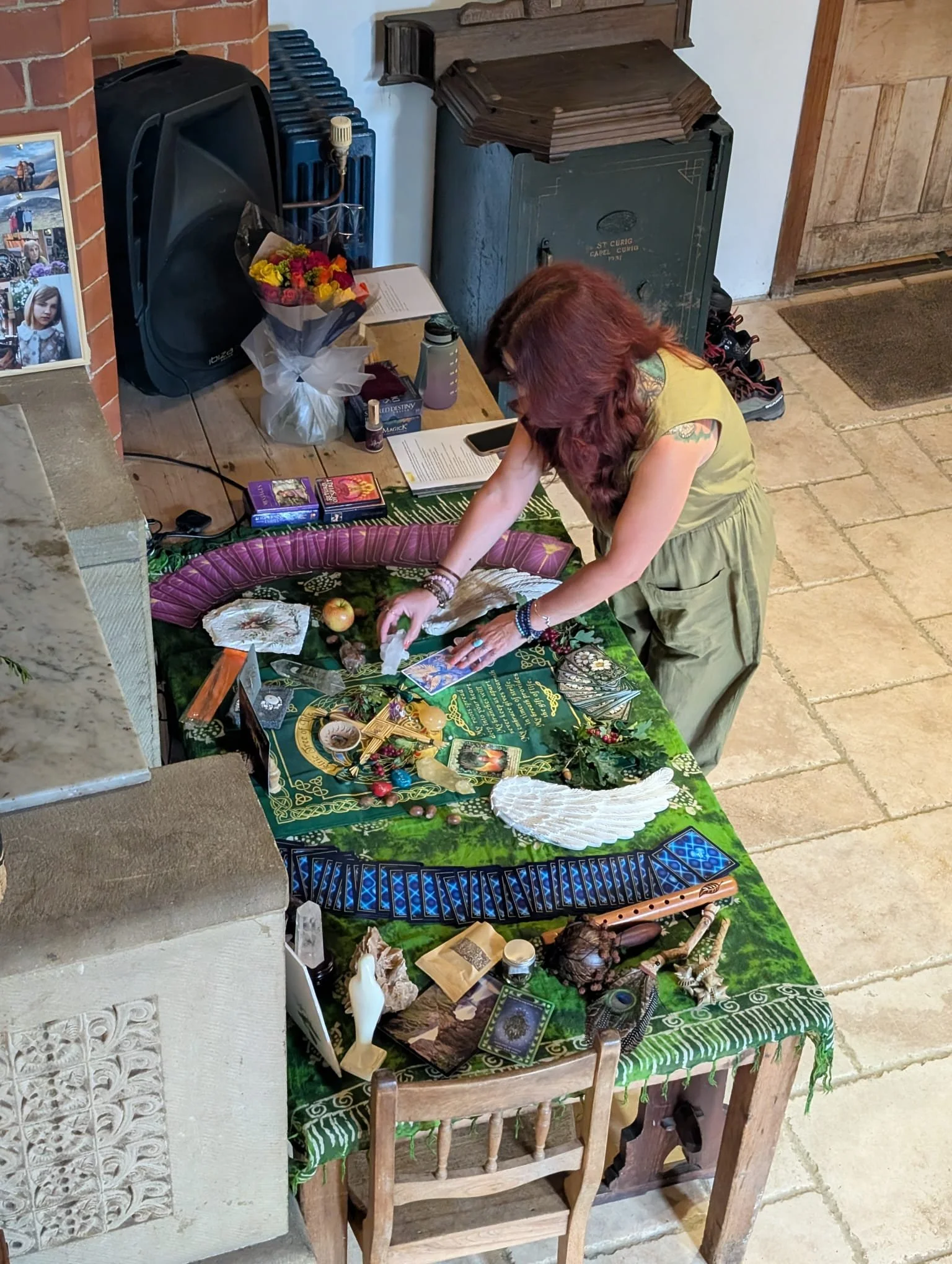 Setting up the altar space