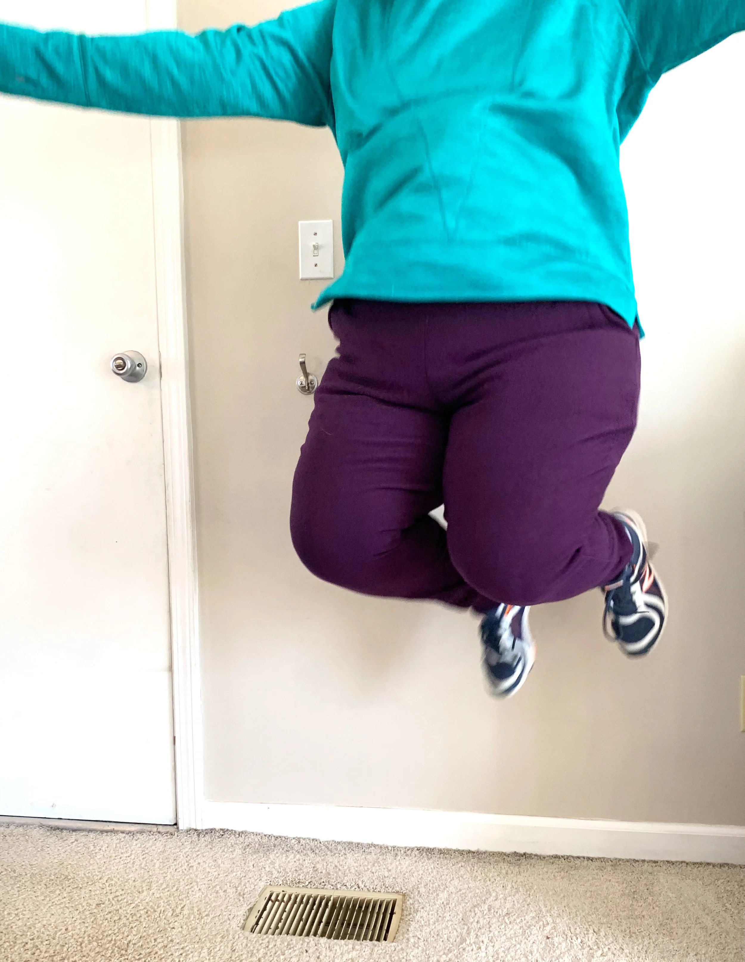 Should you be worried about being able to jump in these pants, have no fear. They are tested and approved for jumping!