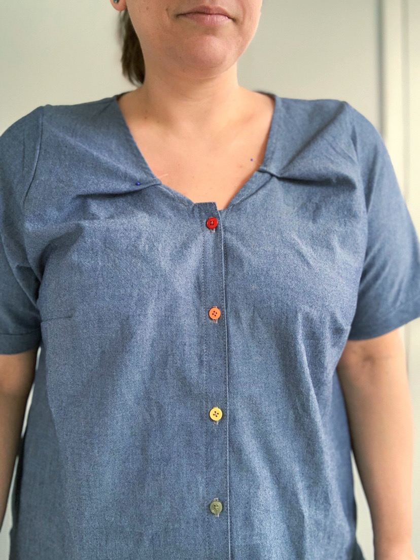 Pinning out the extra fabric and testing the fit.
