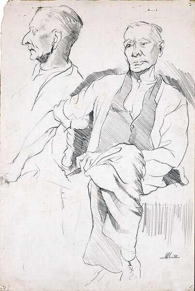 Sketch of an elderly Yorkshireman, 1948.