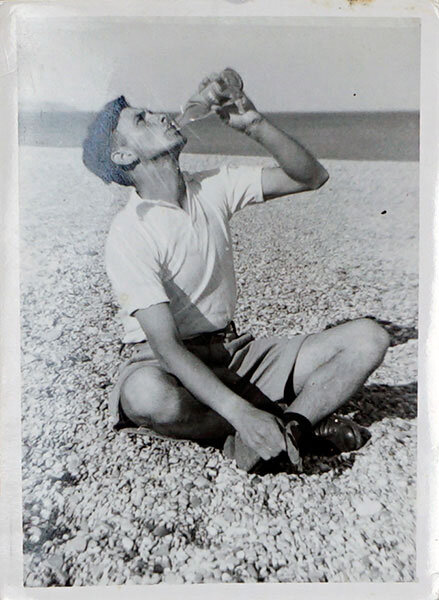 Drinking Pop on the beach.