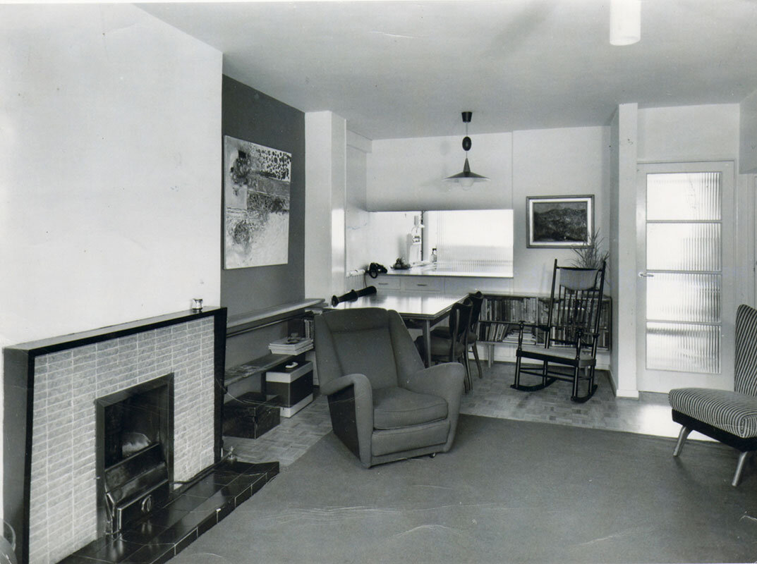 Classic 60s style in the dining and sitting-room area at 37 Atkins road.