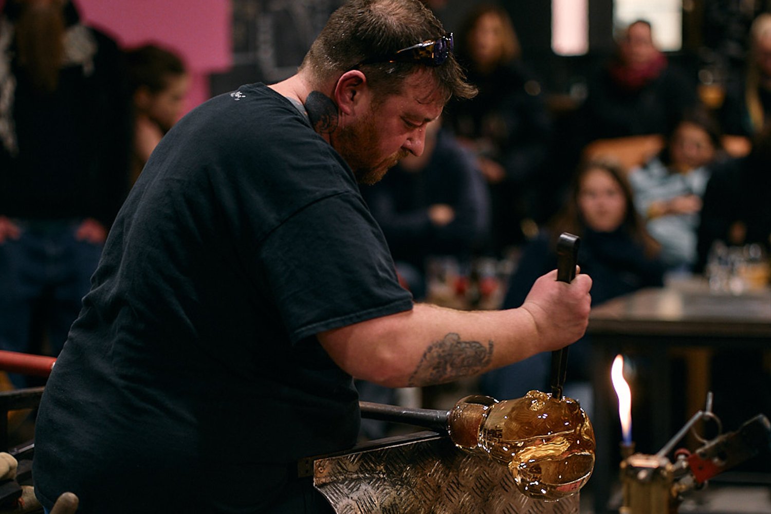 John Moran making glass 