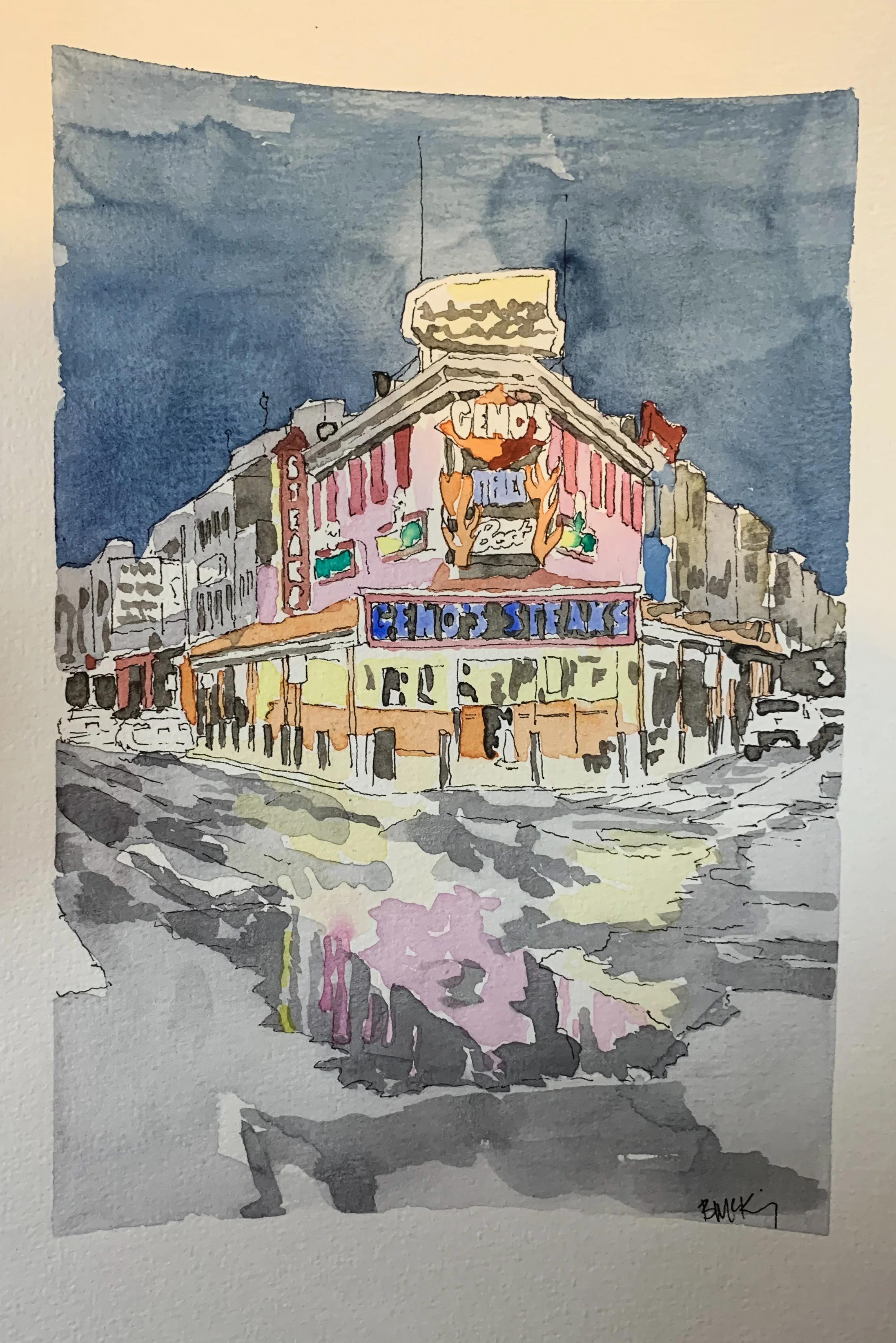 Genos, 6x9 inches, watercolor, ink wash and pen on 140lb, Feb 2019