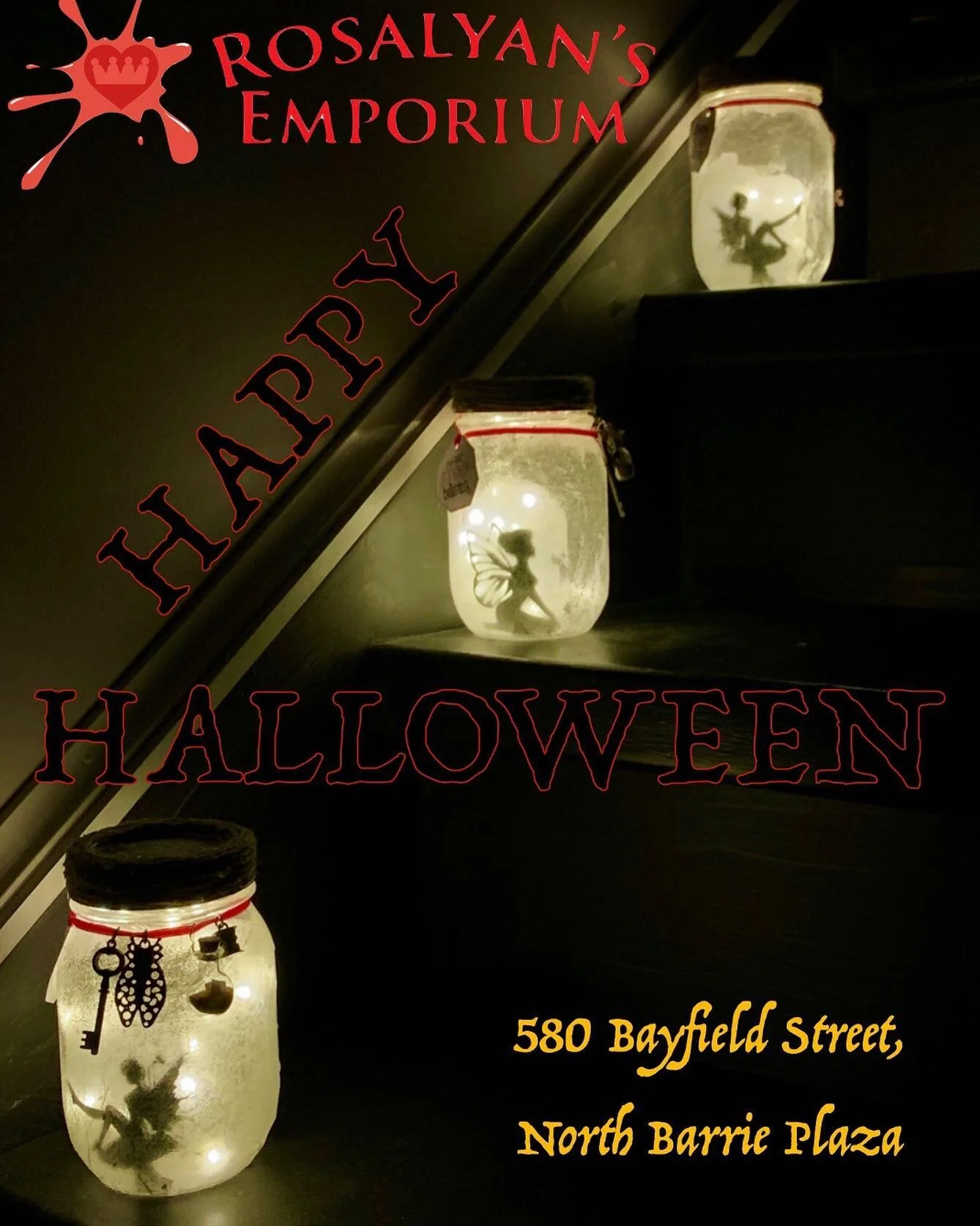 Happy Halloween from Rosalyan&rsquo;s Emporium! Come visit later today for some Halloween treats!