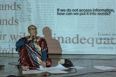 Performance shot from Ronaldo V. Wilson, photo by Kurt Nettleton