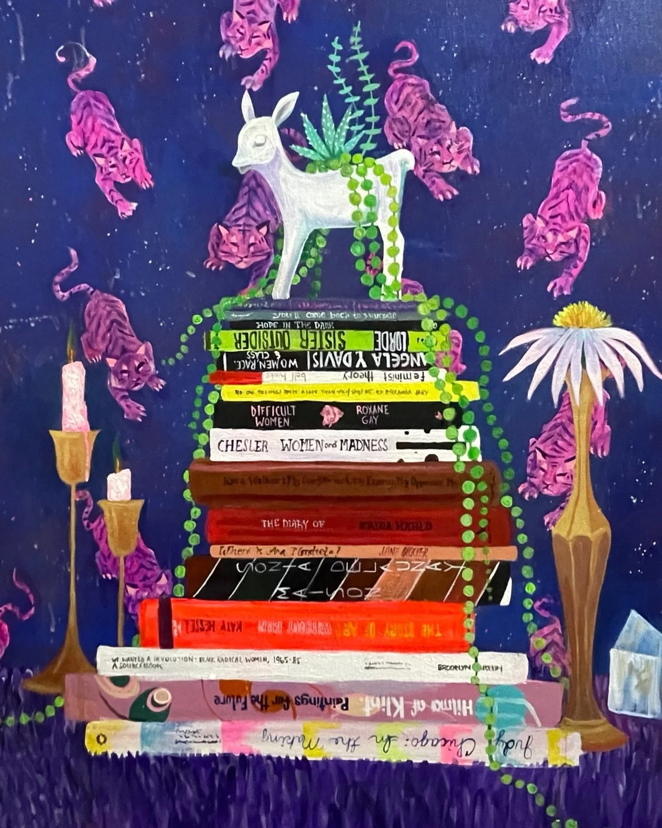 Amy Kligman, &ldquo;She Says,&rdquo; 29.5&rdquo; x 24,&rdquo; Acrylic on canvas, 2025. On view in our Tube Gallery through January 18.

&ldquo;In the assembling of objects I&rsquo;m often pulling together references and symbols as an invitation to a 