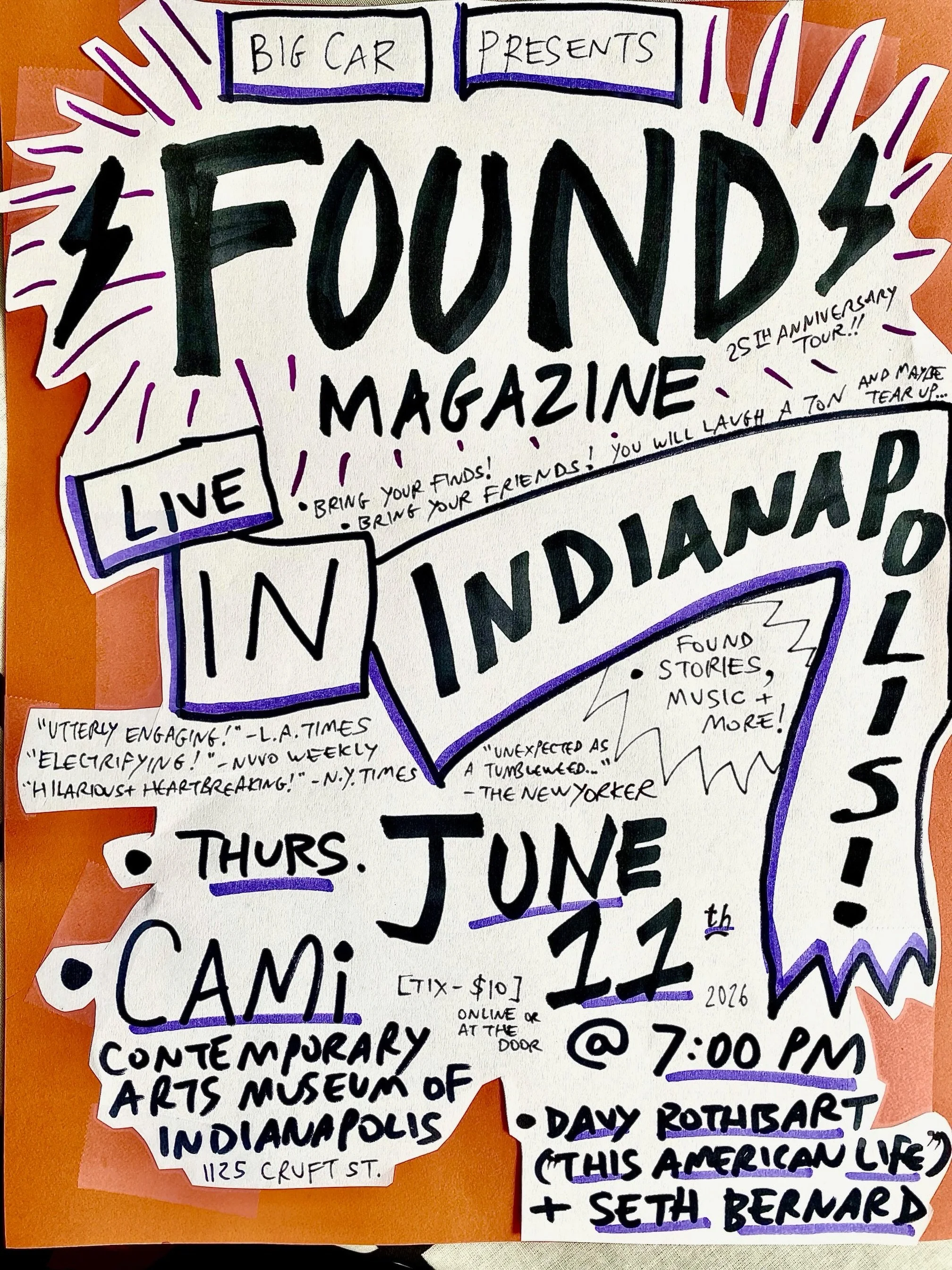 Are you up for an energetic, exhilarating road show? Join us at CAMi to welcome the FOUND crew on June 11, 7pm to celebrate 25 years of collecting the world&rsquo;s greatest found notes, letters, and other treasures.

$12.51- Ticket link in bio. 

In