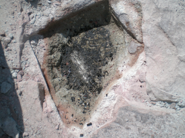 Figure 5: The waterproofing membrane had minimal thickness and no integral reinforcement.