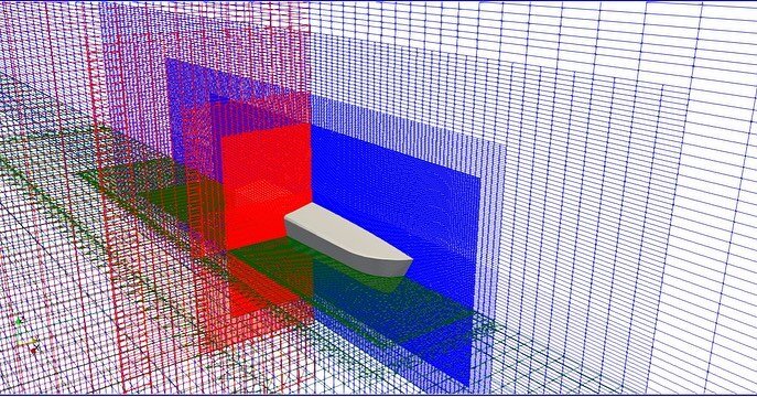 3D mesh of numerical simulations of HSC using #Openfoam ... #CFD #HighSpeedCraft