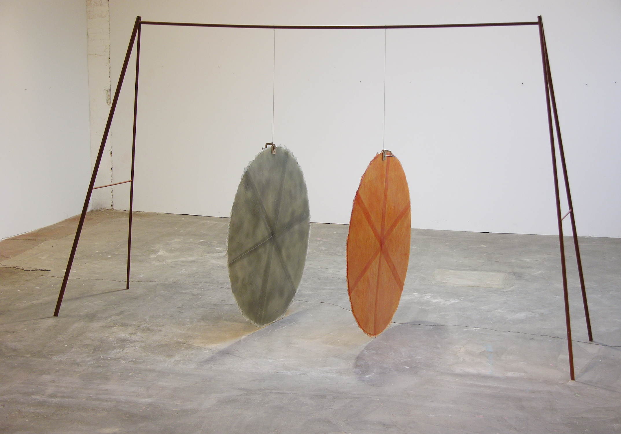  Set (2014), synthetic polymer resin, pigment, c clamps and steel, 40 x 80 x 160 inches (1 x 1.5 x 4 m)    