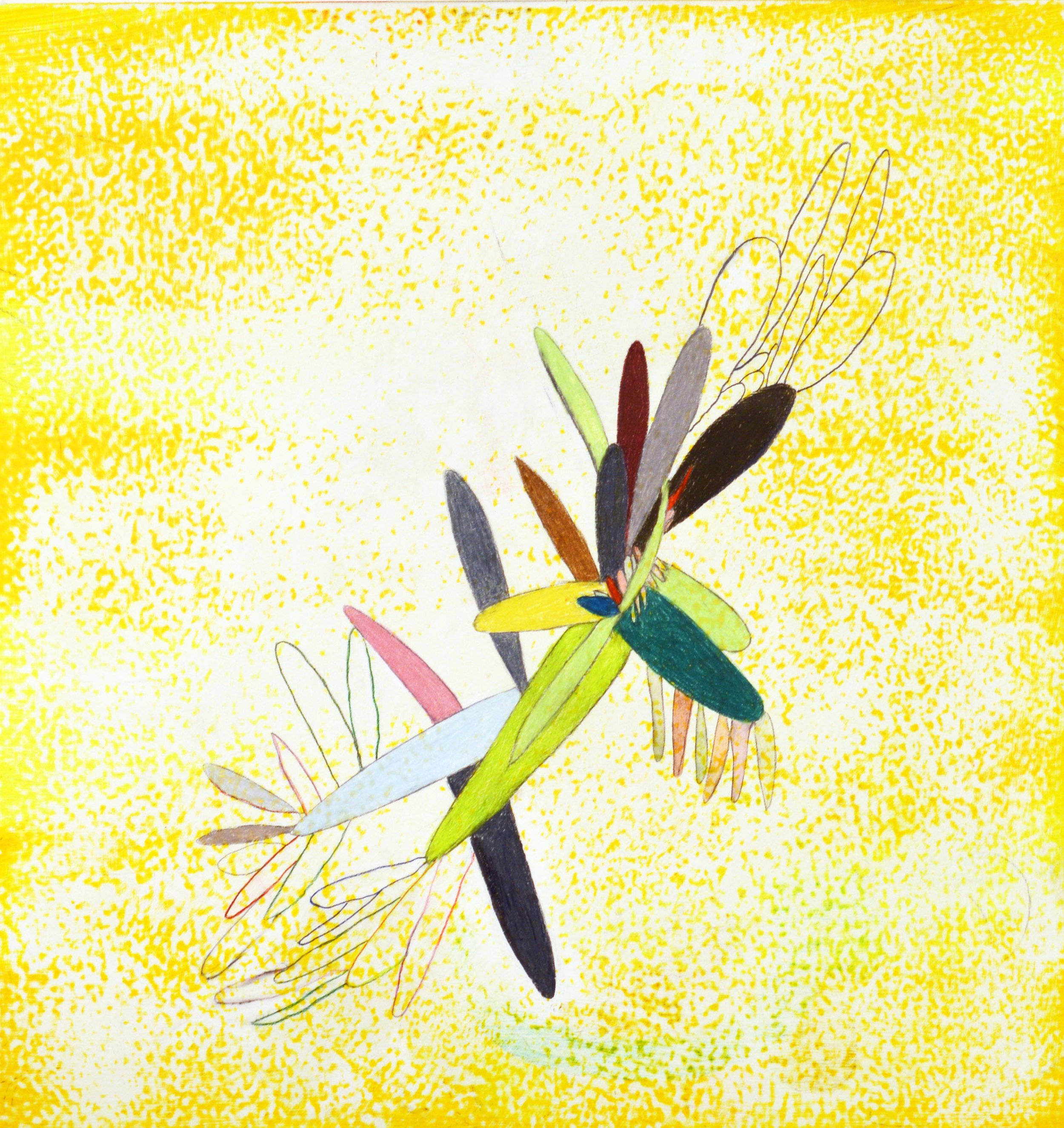  Blossoming, 2021  oil, pencil, and colored pencil on panel, 20 x 19 inches (50.8 x 48.26 cm) 