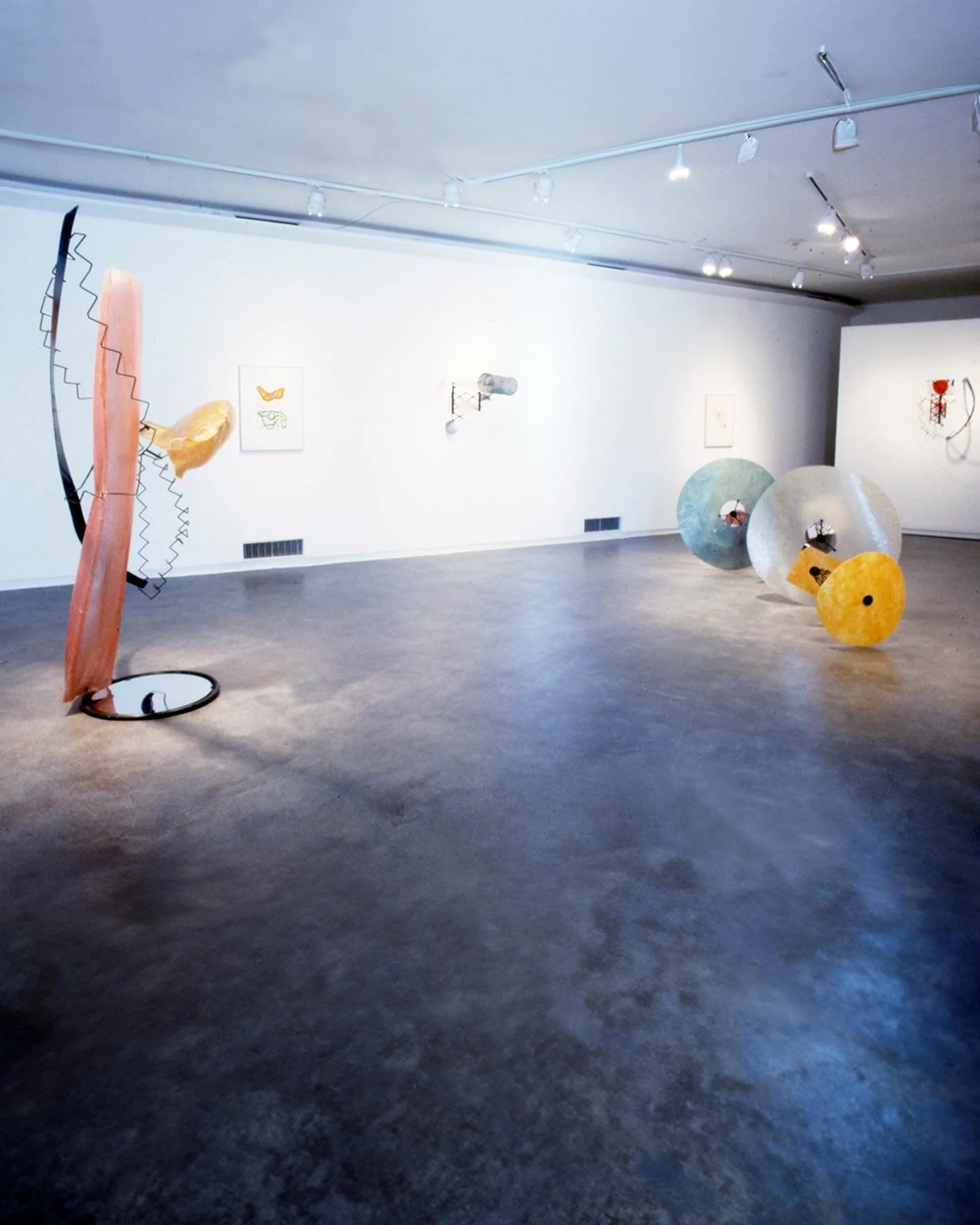 Tom Butter Sculpture and Monotypes 2001- installation view 2
Jaffe-Friede &amp; Strauss Galleries
Dartmouth College

Freighter 2000
7&rsquo; 2&rdquo; x  6&rsquo; x 2&rsquo; 11&rdquo; 
fiberglas, dyes, steel acrylic mirror

Iteration 2000
2&rsquo; 6&r