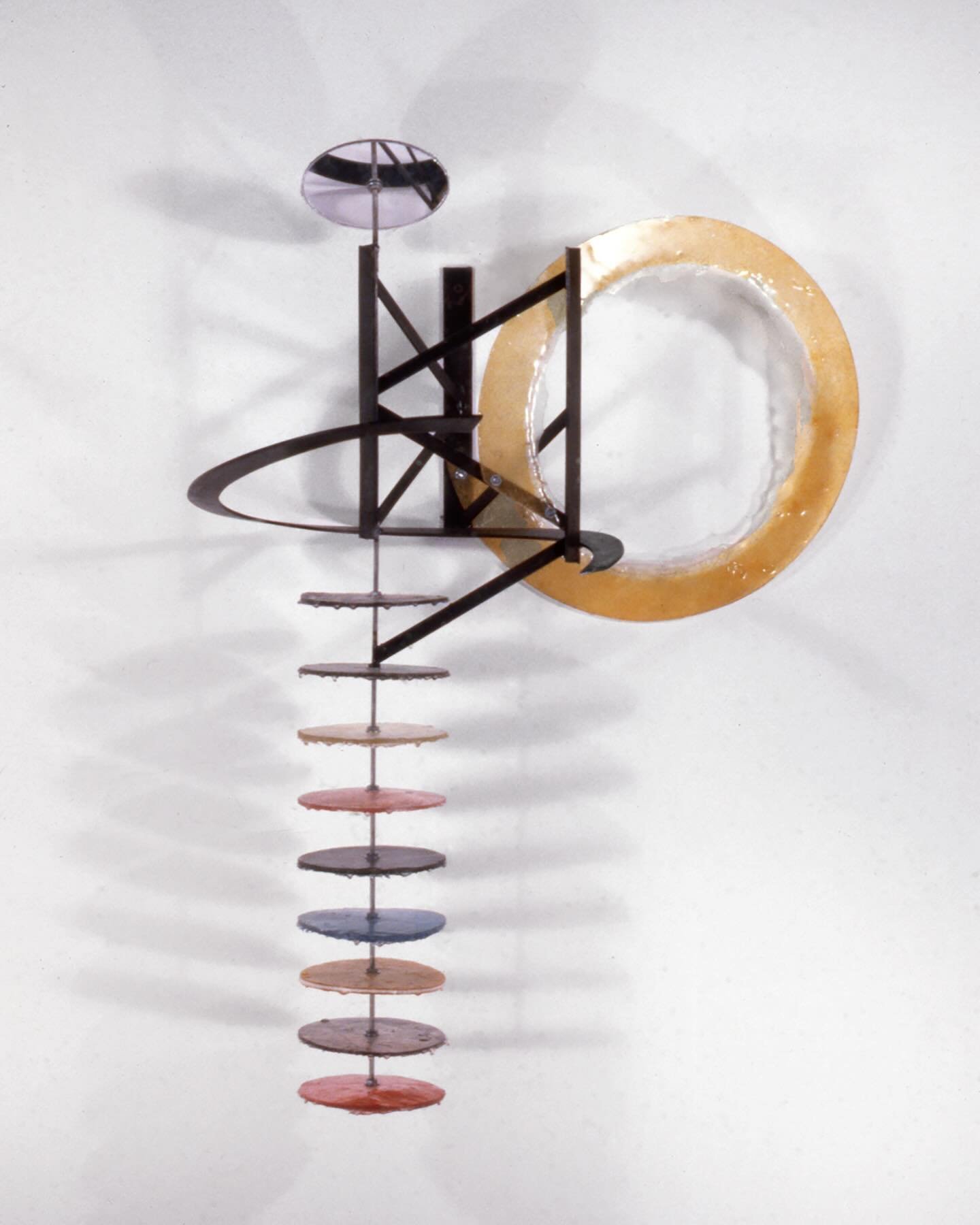 Sanctuary 2 2000
2&rsquo; 4&rdquo; x 1&rsquo; 3&rdquo; X 10&rdquo;
steel, fiberglass, acrylic mirror, threaded rod 

#jaffefriedestraussgalleries
#dartmouthcollege
#tombutter 
#curtmarcusgallery
#artofthetwothousands
#abstractsculpture