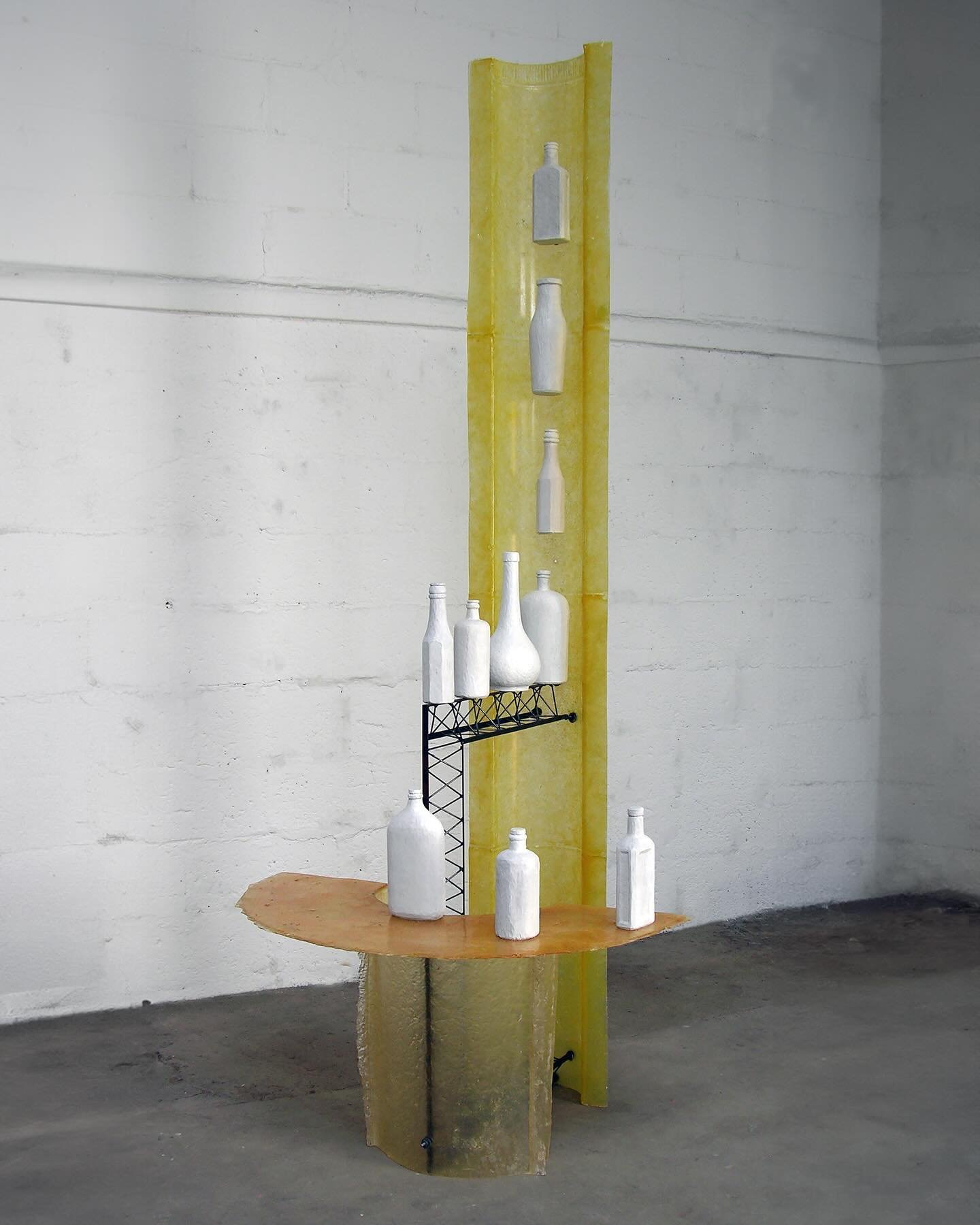 Procession 2005
7&rsquo; 2&rdquo; x 4&rsquo; 2&rdquo; x 3&rsquo; 4&rdquo;
fiberglass, steel, carved wood bottles, paint

#tombutter 
#artofthetwothousands
#abstractsculpture