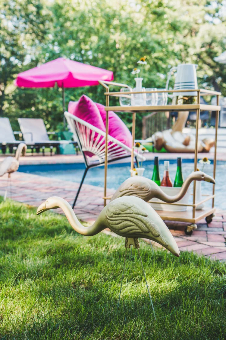 DIY Gold Lawn Flamingos