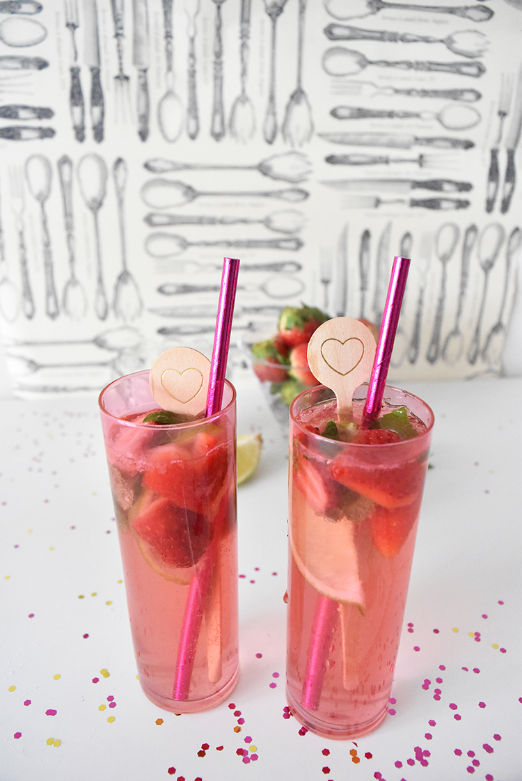 Strawberry Heart Mojitos
