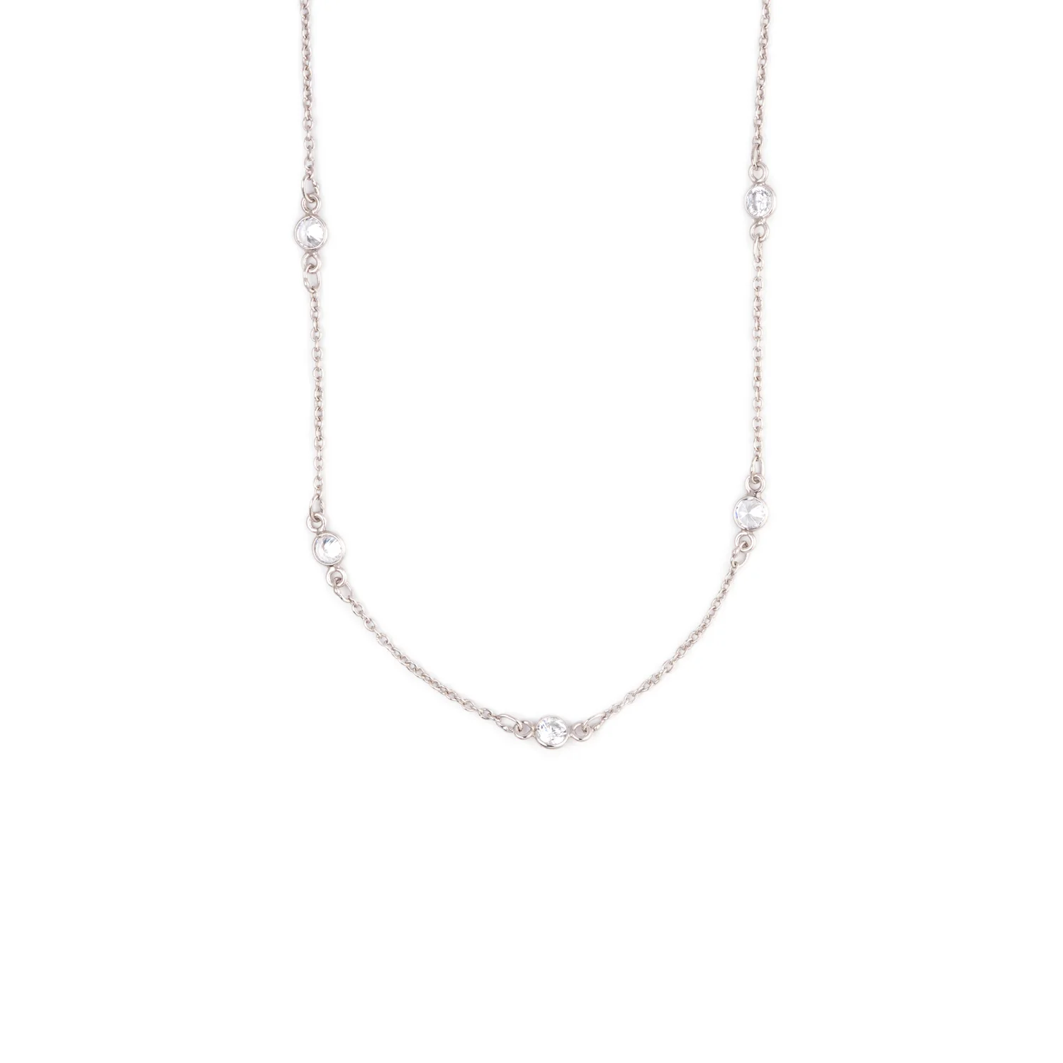 Delicate sterling silver necklace with white topaz gemstones